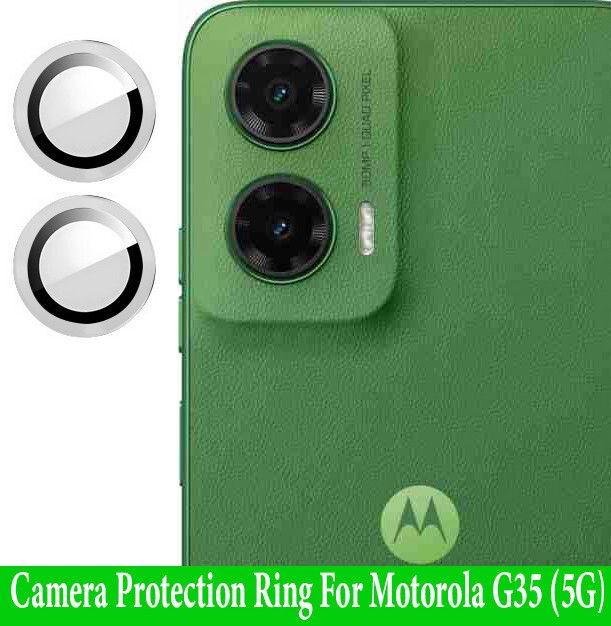 ZYXO Back Camera Lens Ring Guard Protector for Motorola G35 5G [Silver Metal Alloy Camera Ring with 9H Glass] Set of 1-image-33