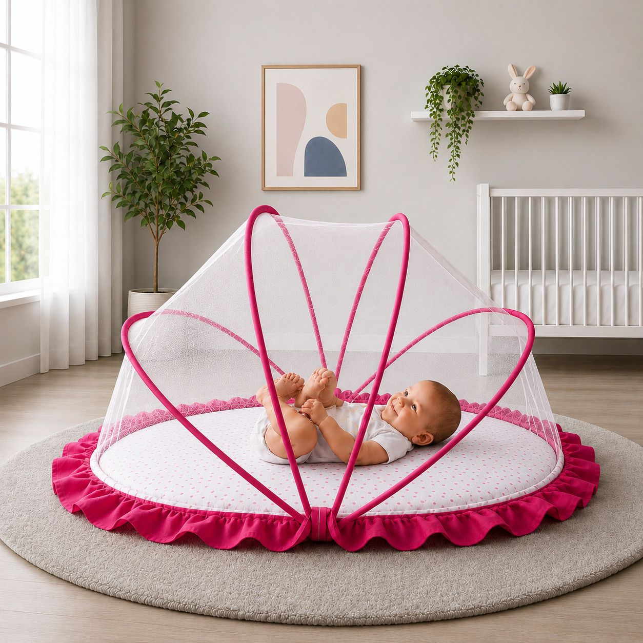 " ROYAL WHITE PINK " HDPE - High Density Poly Ethylene Washable Kids Mosquito Net-image-34