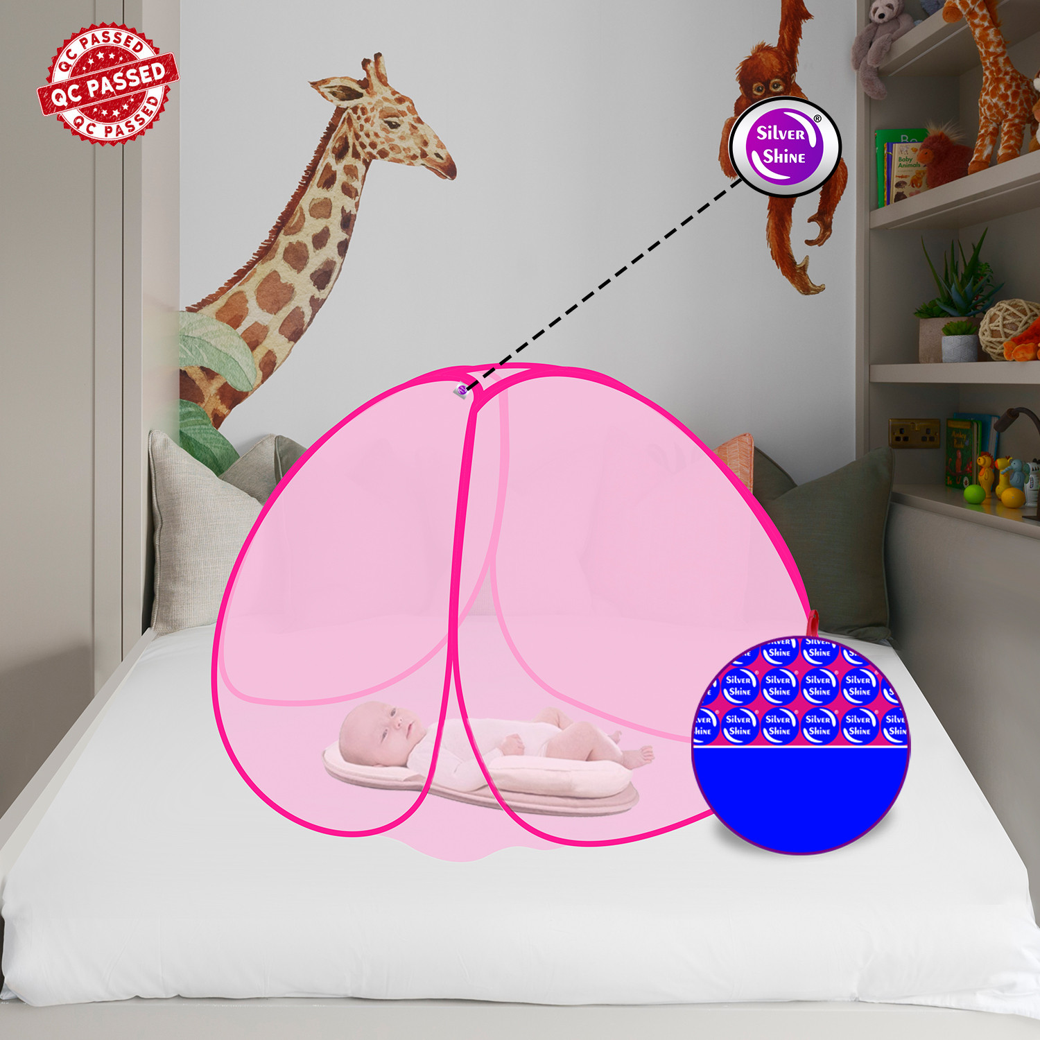 silver shine Polyester Kids Washable Polyester Kids Foldable Baby Mosquito Net Mosquito Net image 1