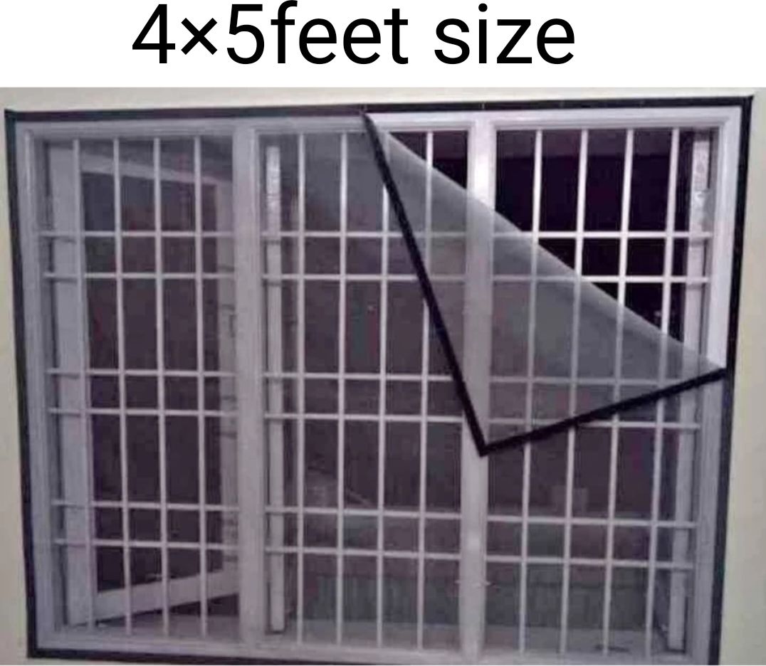 HDPE - High Density Poly Ethylene Infants Washable Premium quality 4×5 feet size black colour window mosquito net Mosquito Net-image-32