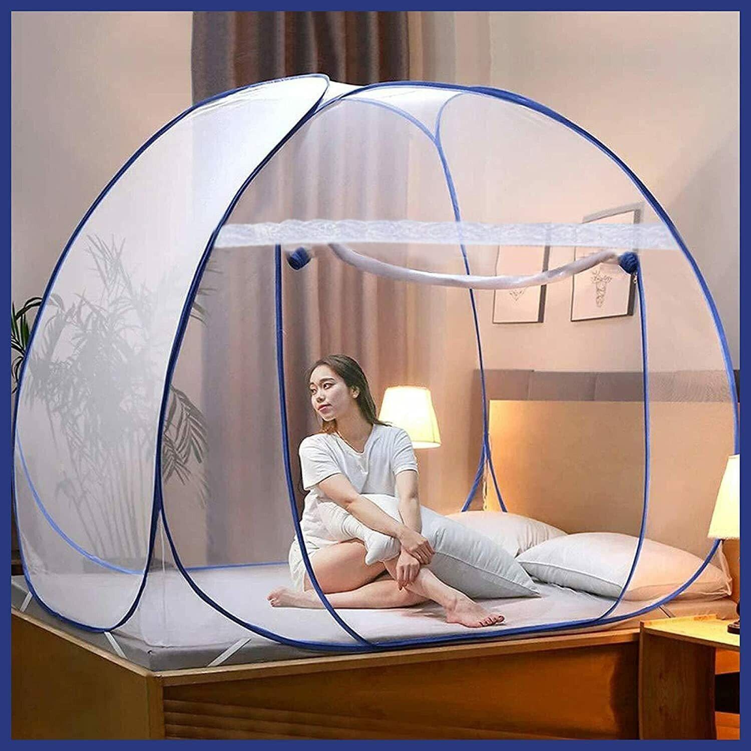 monarika King Size Double Bed Mosquito Net | Foldable, Lightweight and Stylish Cotton Washable Adults Mosquito Net-picture-12