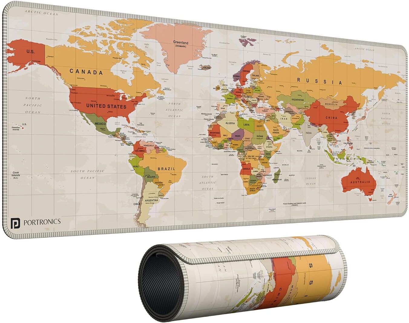 Portronics Comfipad Atlas, Rollable World Map Desk Mat, 80x30cm Extended Mouse Pad Non Slip Base Mousepad-picture-14