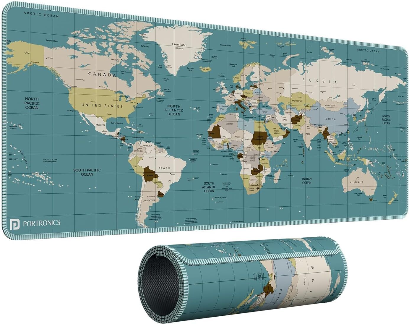 Portronics Comfipad Atlas, Rollable World Map Desk Mat, 80x30cm Extended Mouse Pad Non Slip Base Mousepad-picture-35