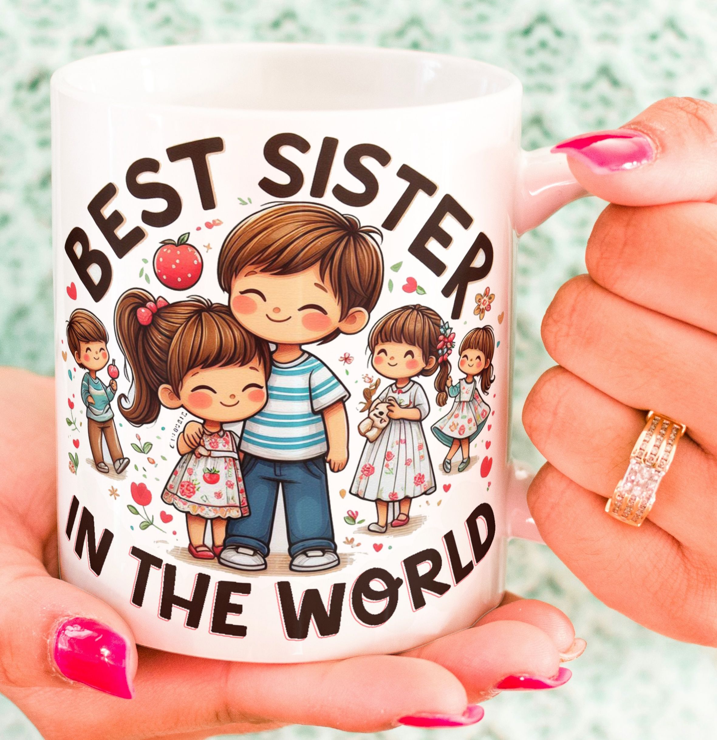 Perfect Gift for Lovely Sister, I Love My Sister, Best Sister Ever Sister87 Ceramic Coffee Mug-image-44