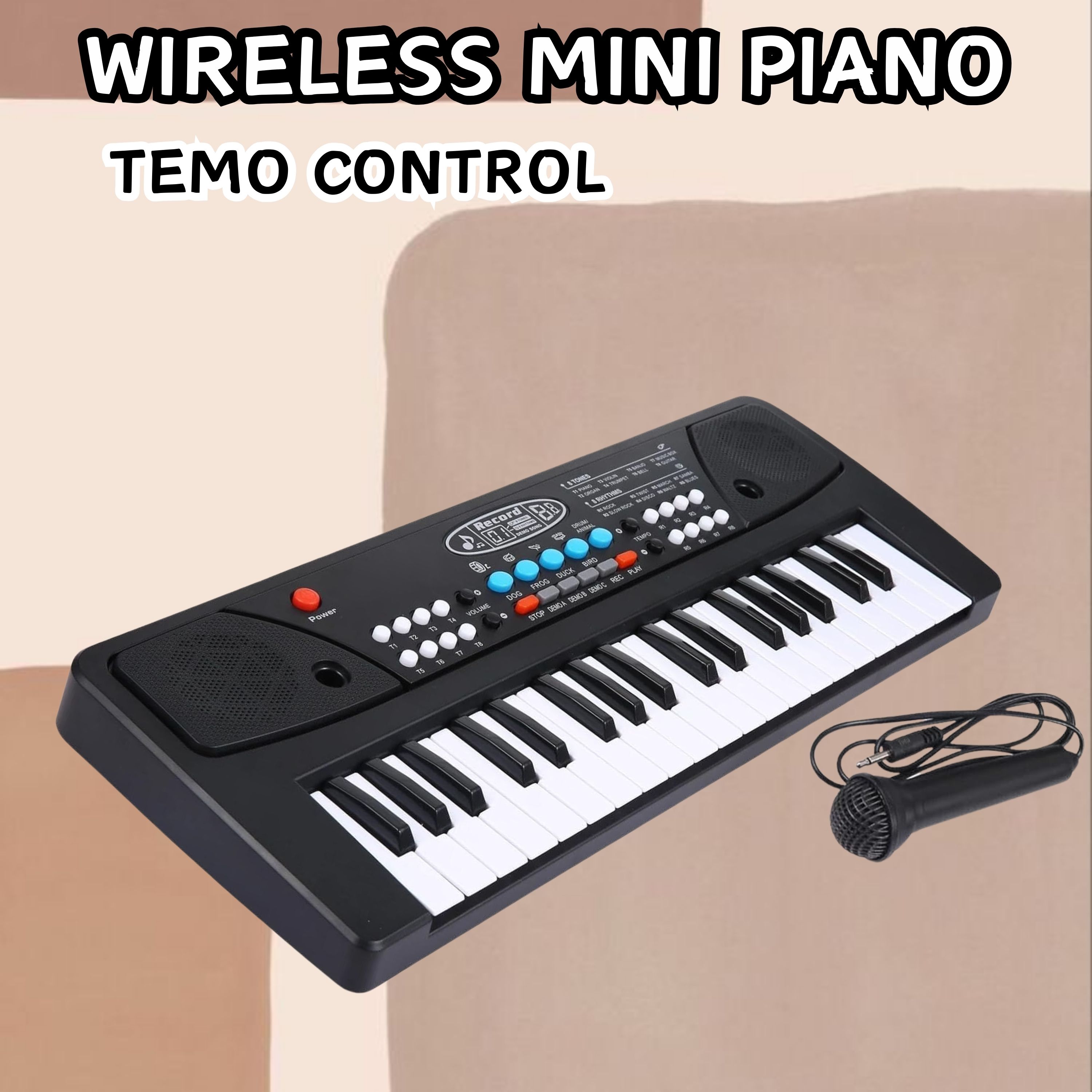frony (Piano Keyboard) Toy with 37 Key, Recording and Mic, Adapter for DC Power D188 (Piano Keyboard) Toy with 37 Key, Recording and Mic, Adapter for DC Power D188 Analog Portable Keyboard-picture-41