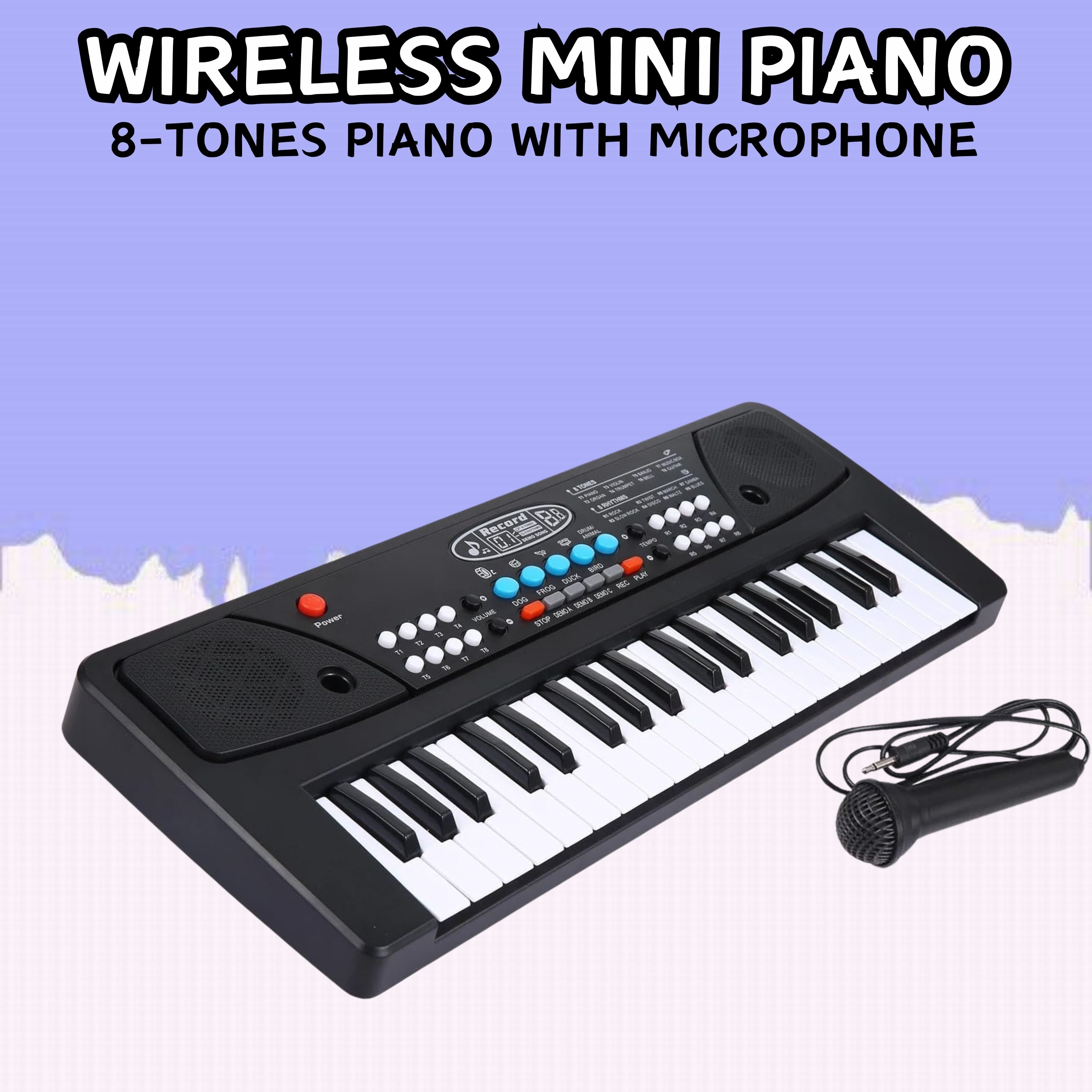 frony (Piano Keyboard) Toy with 37 Key, Recording and Mic, Adapter for DC Power B174 (Piano Keyboard) Toy with 37 Key, Recording and Mic, Adapter for DC Power B174 Analog Portable Keyboard-picture-48