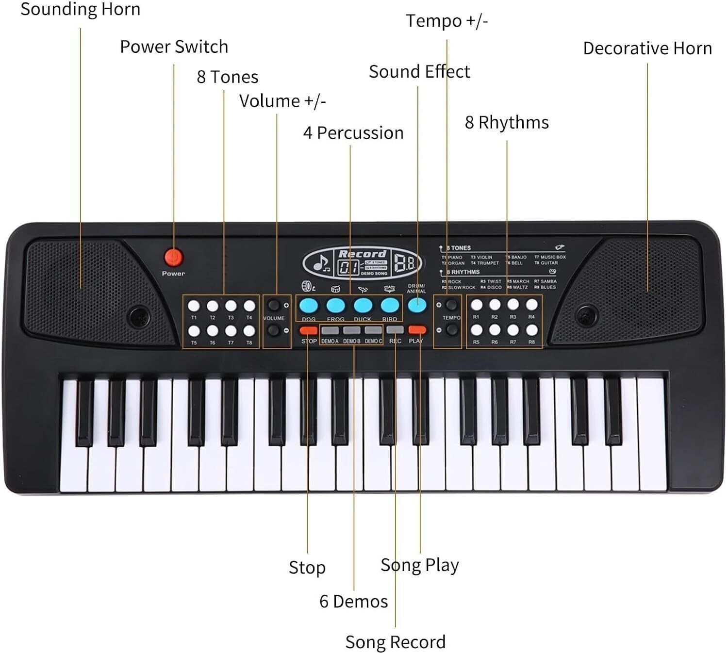 sacro Musical Sound Toys 37Key (Piano Keyboard) with Recording & Mic for Boy/GirlX52 Musical Sound Toys 37Key (Piano Keyboard) with Recording & Mic for Boy/GirlX52 Analog Portable Keyboard-picture-27
