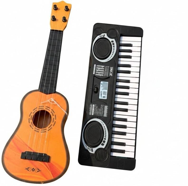 Combo Mini Digital Music Piano Keyboard & Mini Musical Guitar for Children-image-11