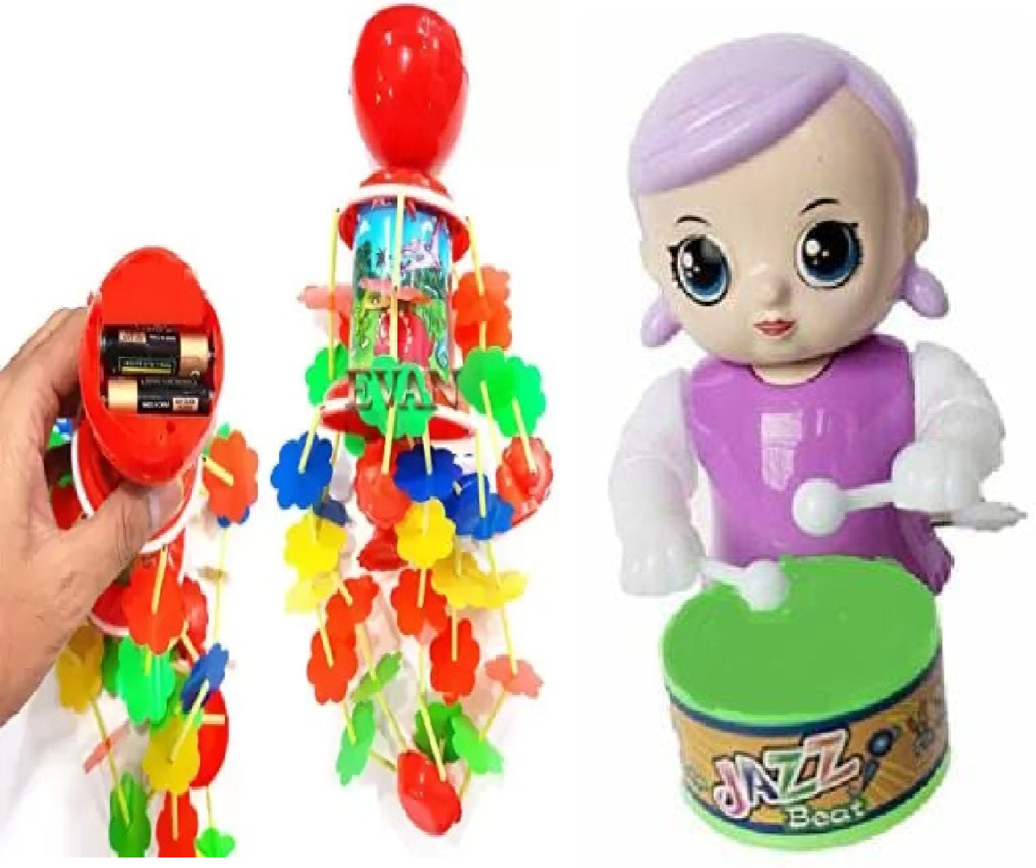 Battery Musical Jhoomer Sound Toy Jhoomer with Drummer Rattle Toys for Kids,-image-17