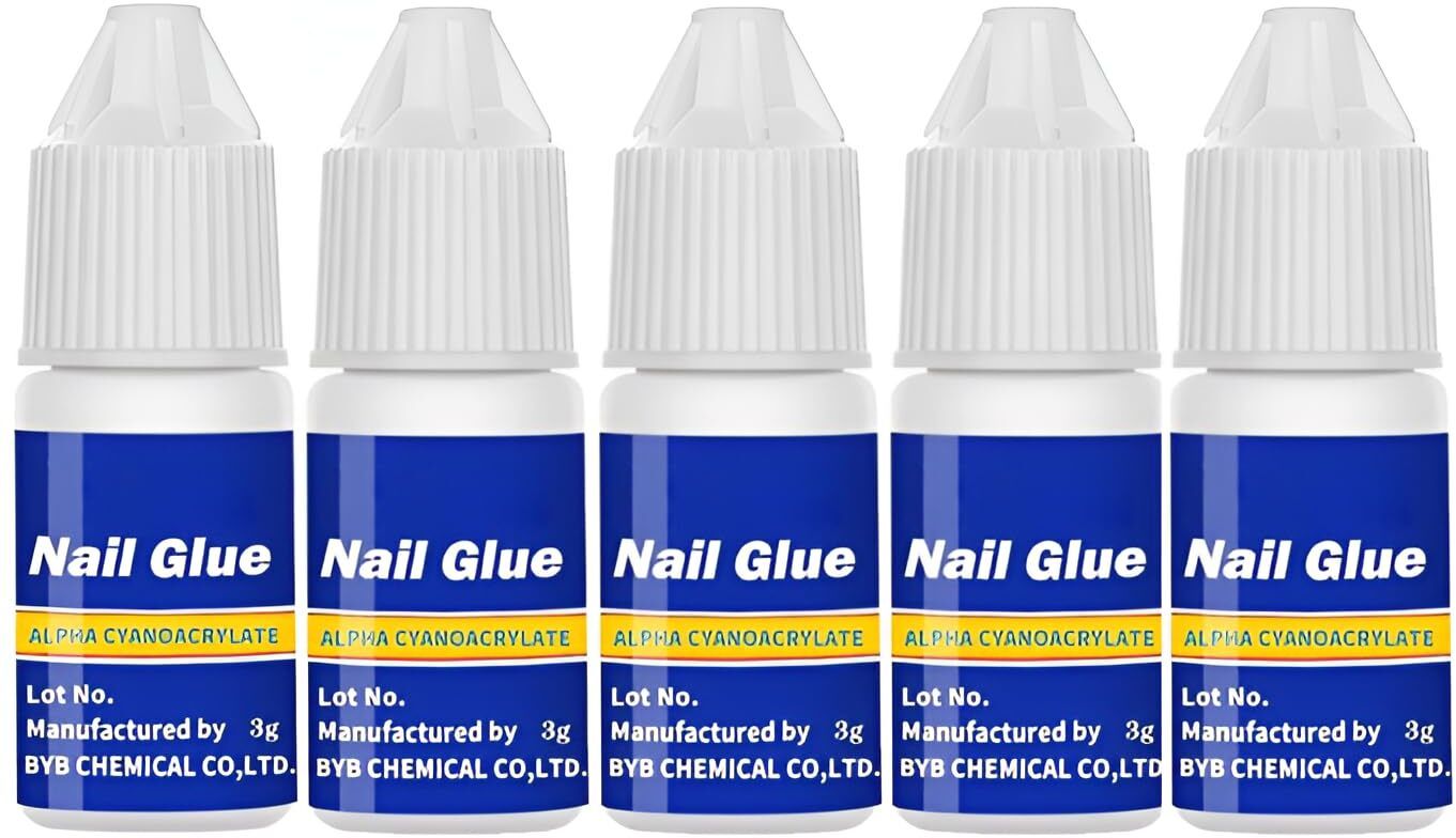 Nail Glue For Artificial Nail, Waterproof Adhesive, Acrylic nails Gum Set of 5