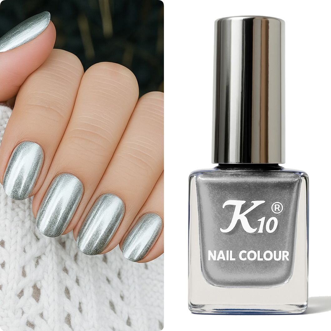 Metallicious Nail Paint Silver | Chip Resisting Formula with High Shine 12ML Silver-image-0