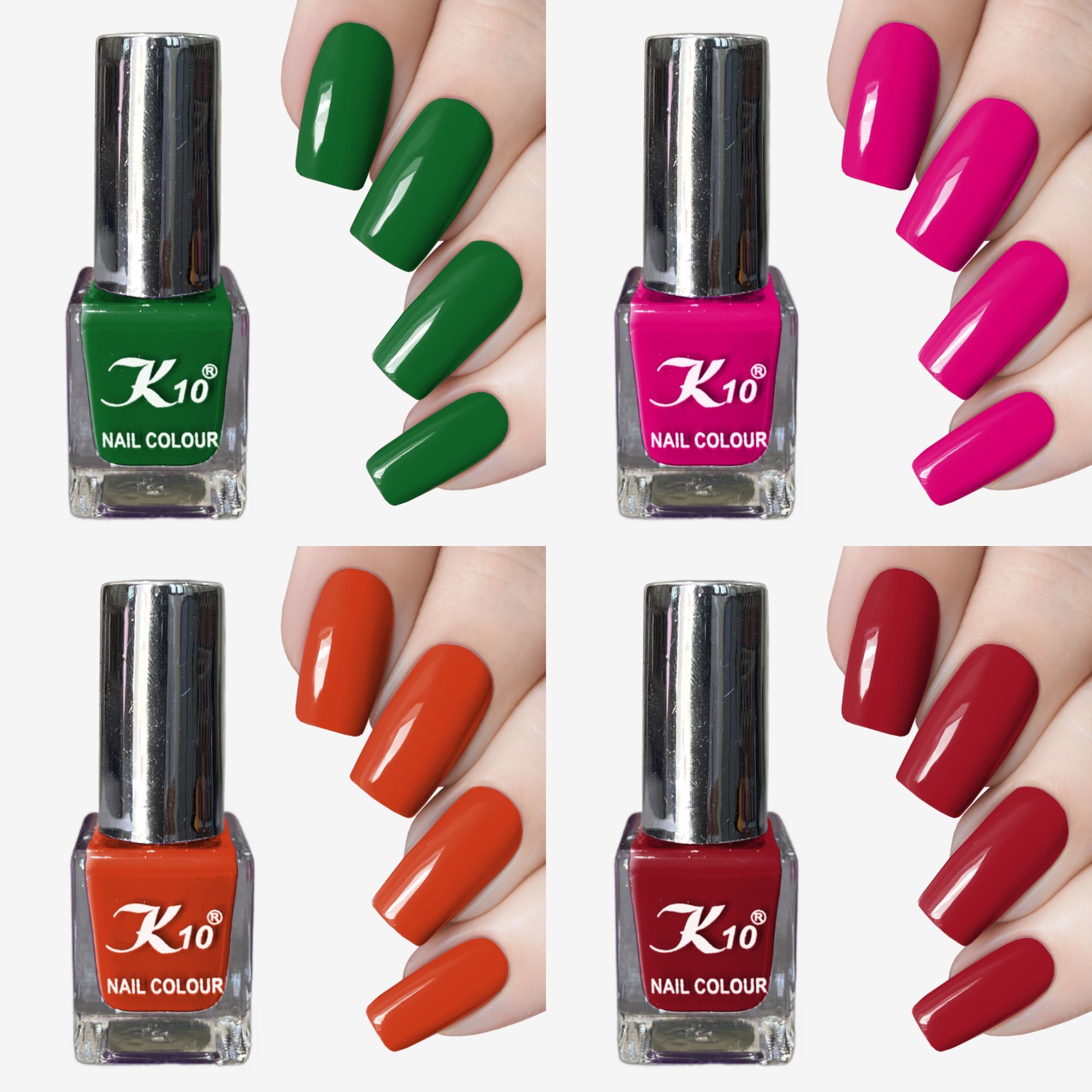 k10 New Unique Color Rich Paint HD Shine Pastel Color Combo Set Orange, Pink, Red, Green-picture-42