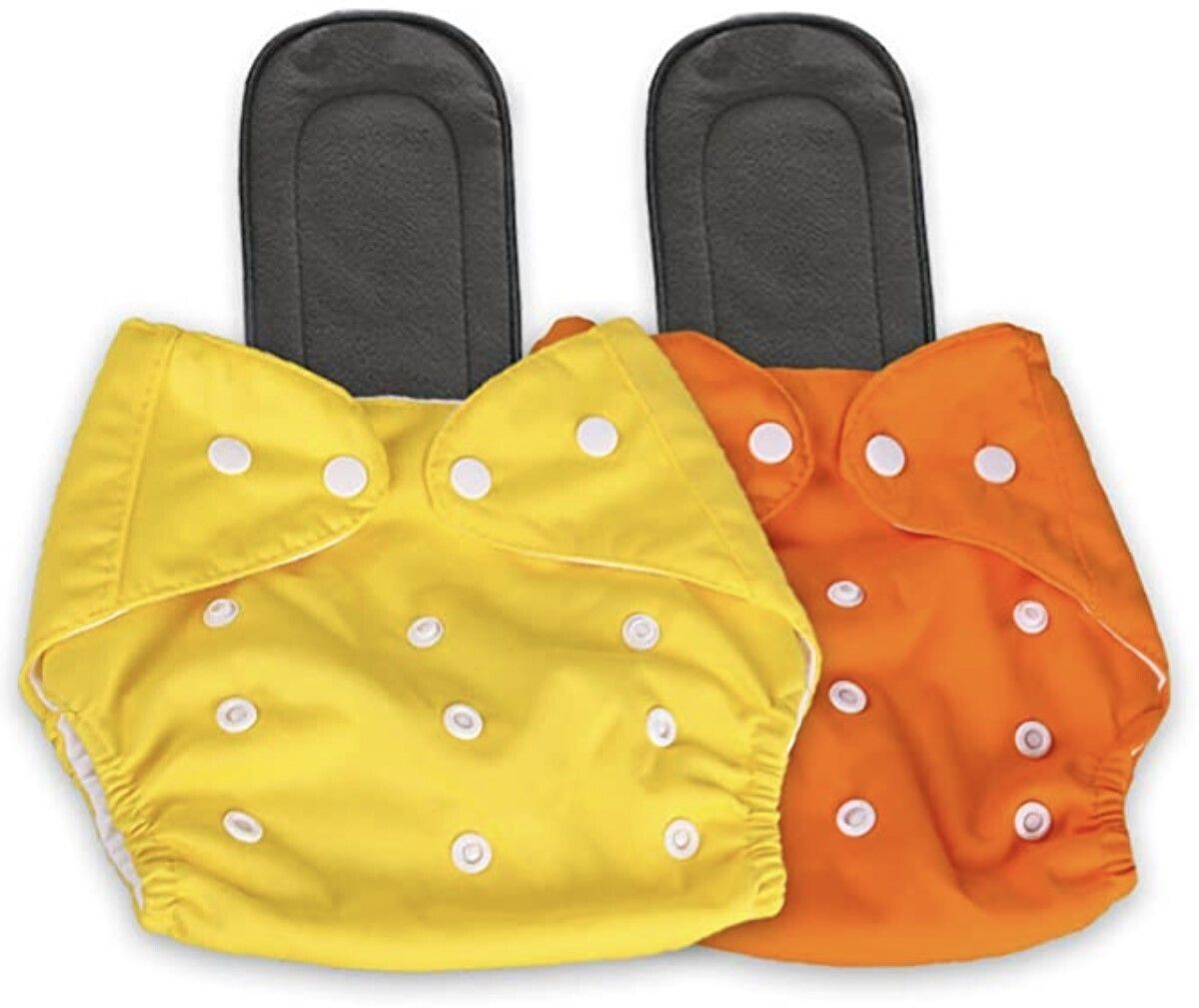 Free Size Cloth Button Diaper Combo - 2 diaper with black insert (yellow orange)-image-16