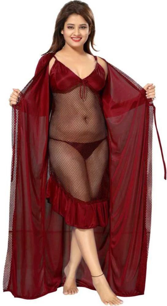 Pack of 3 Women Robe and Lingerie Set-image-4