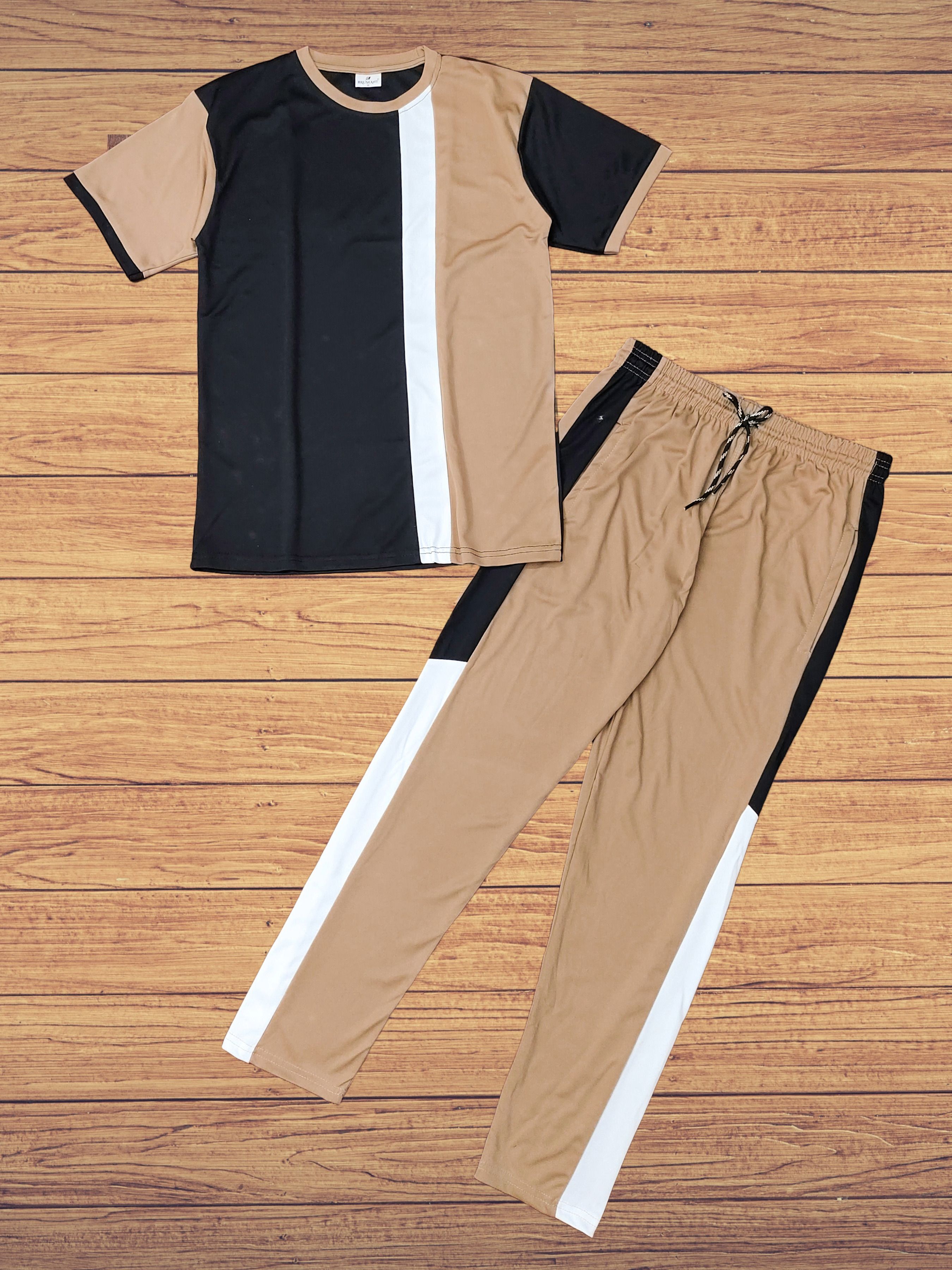 linsor fashion Men Night Suit Set Beige Colorblock-picture-20