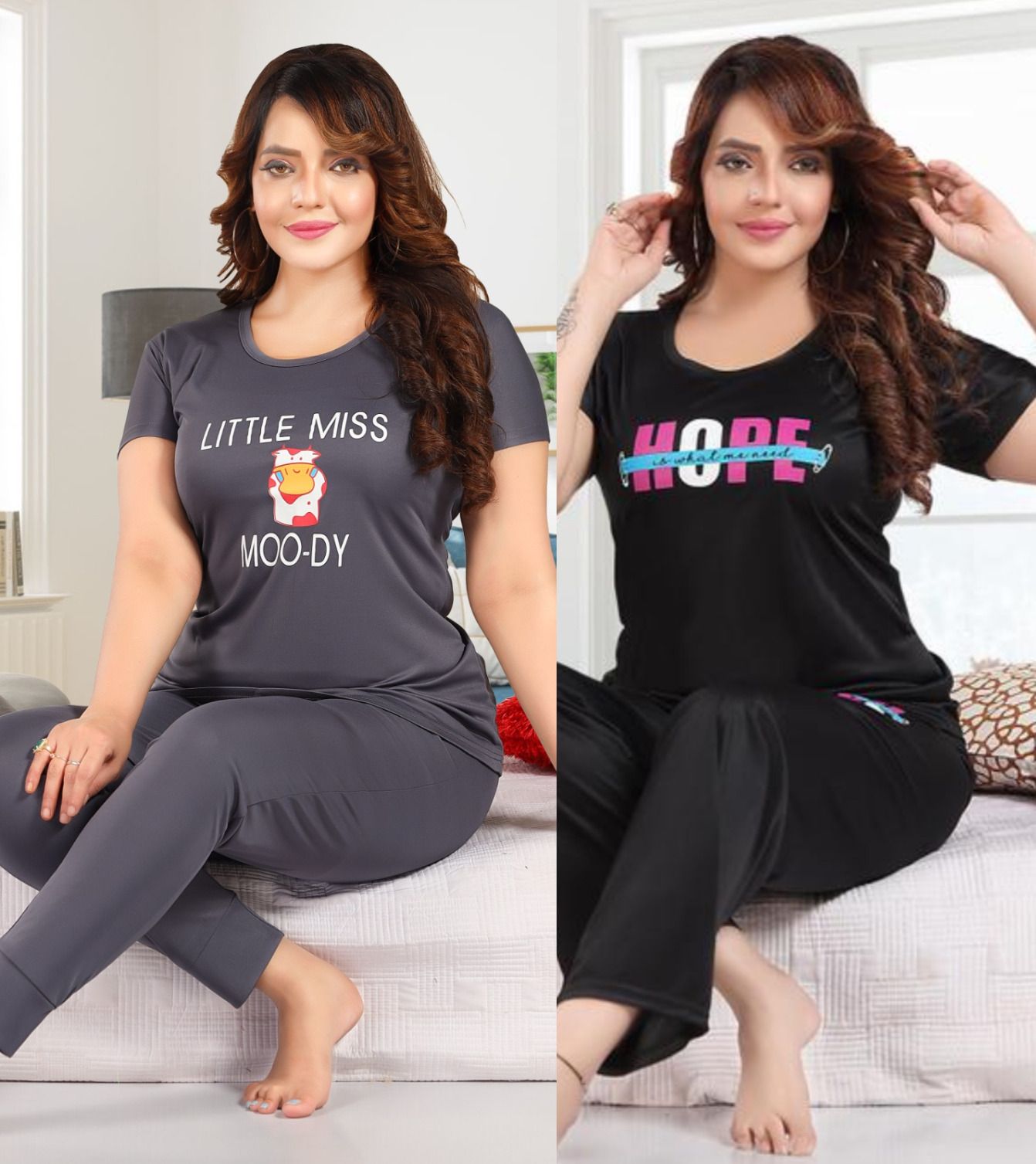 Women Night Suit Set Multicolor Printed