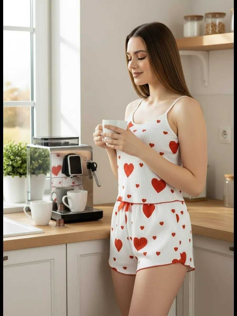 maurya Women Top & Shorts Set White, Red Printed, Self Design-picture-32