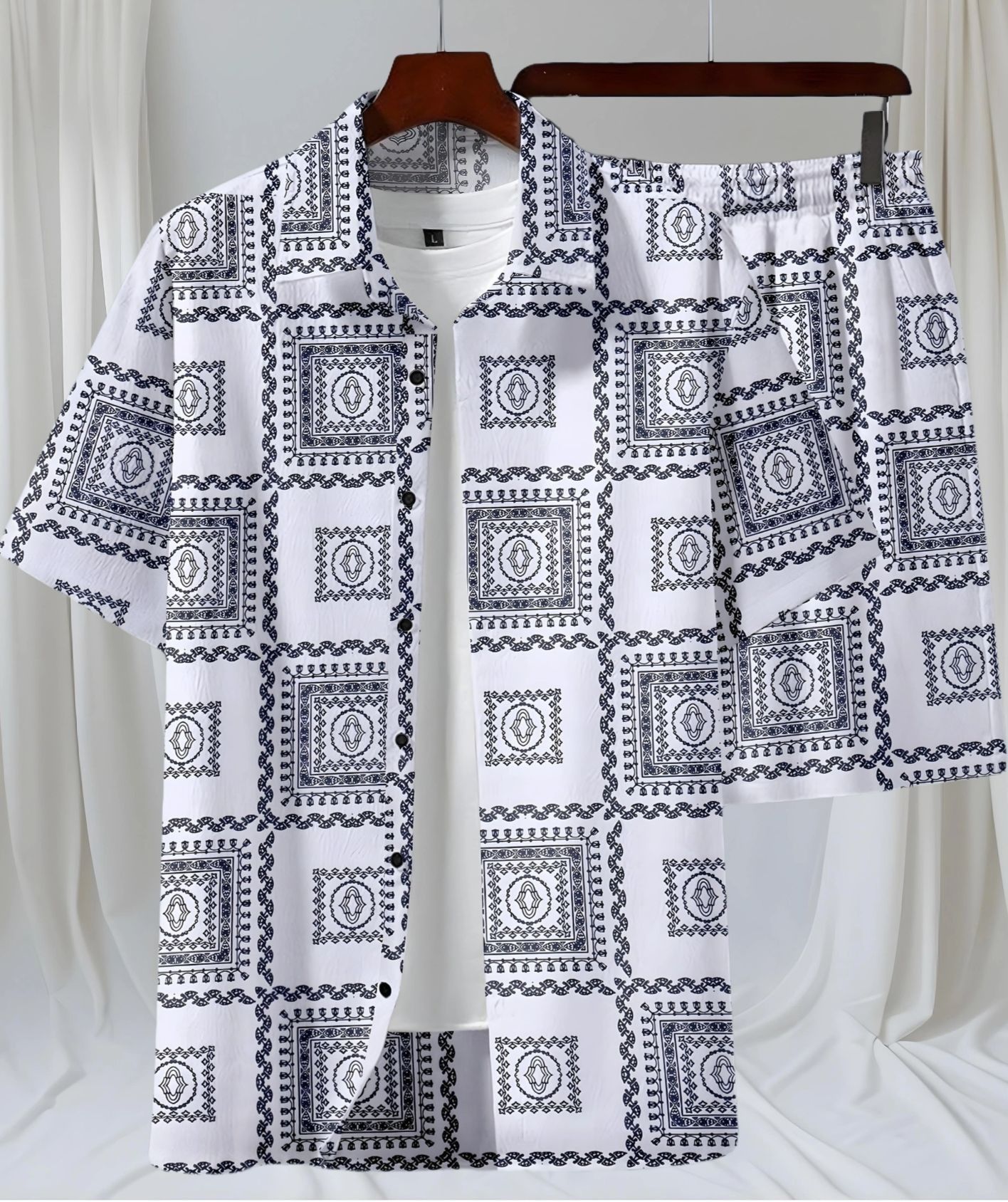 shivforyou Men Night Suit Set White Printed-picture-12