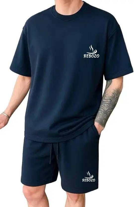 larry & eva Men Top & Shorts Set Grey Solid-picture-15