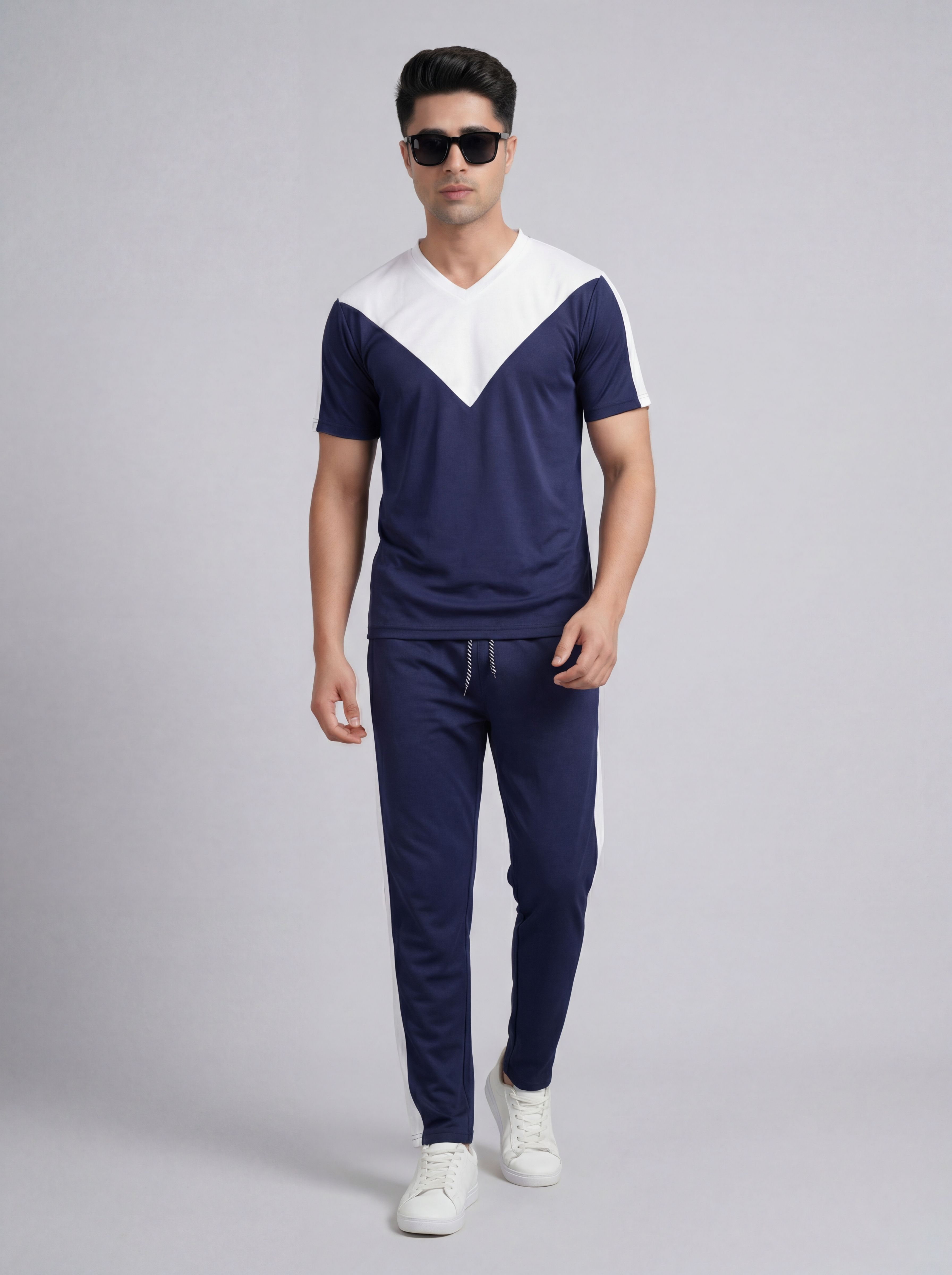 grantox Men Night Suit Set Dark Blue Self Design-picture-26