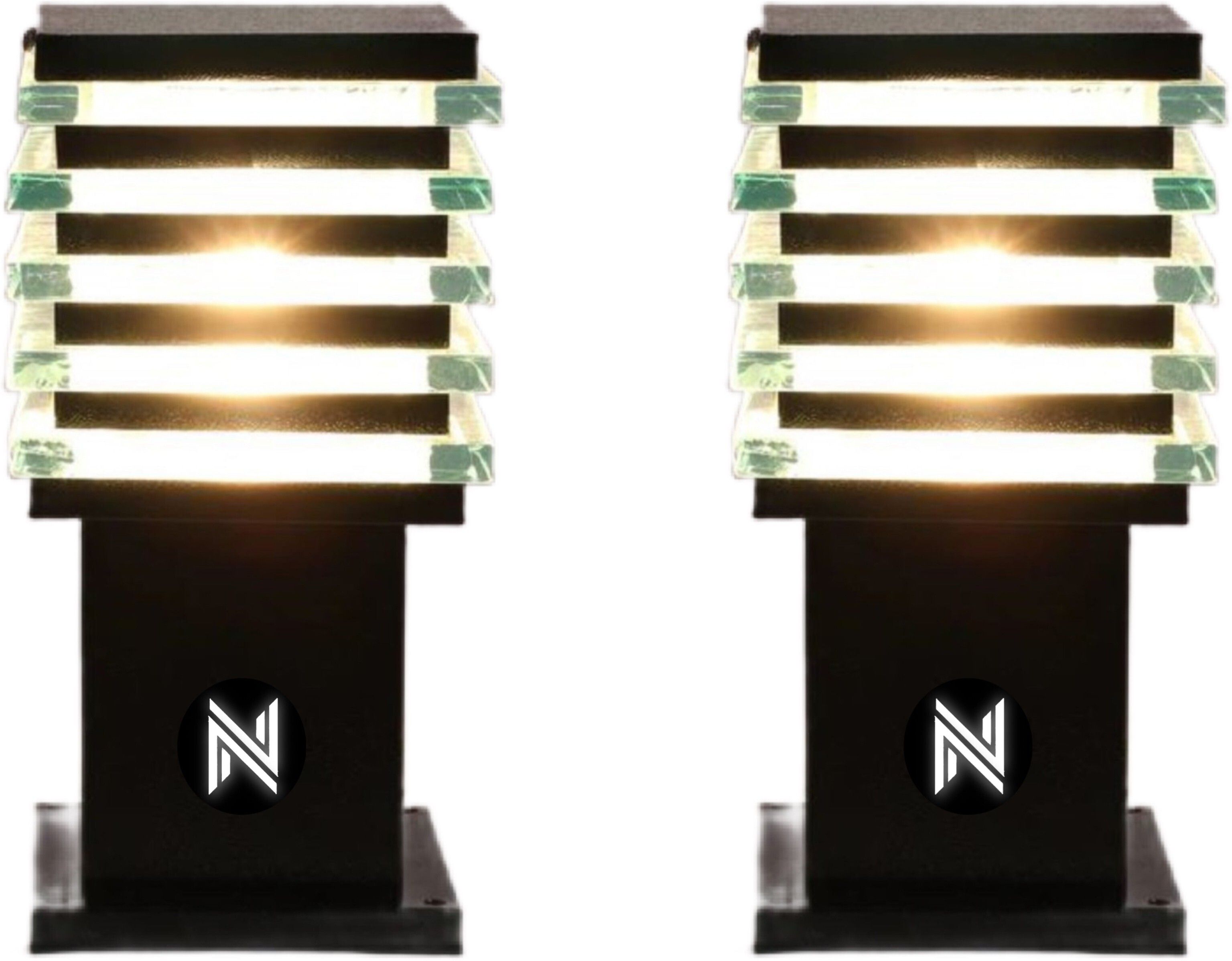 BLACK (METAL,GLASS) (Pack of 2 ) ICE CUBE Gate Light Outdoor Lamp-image-4