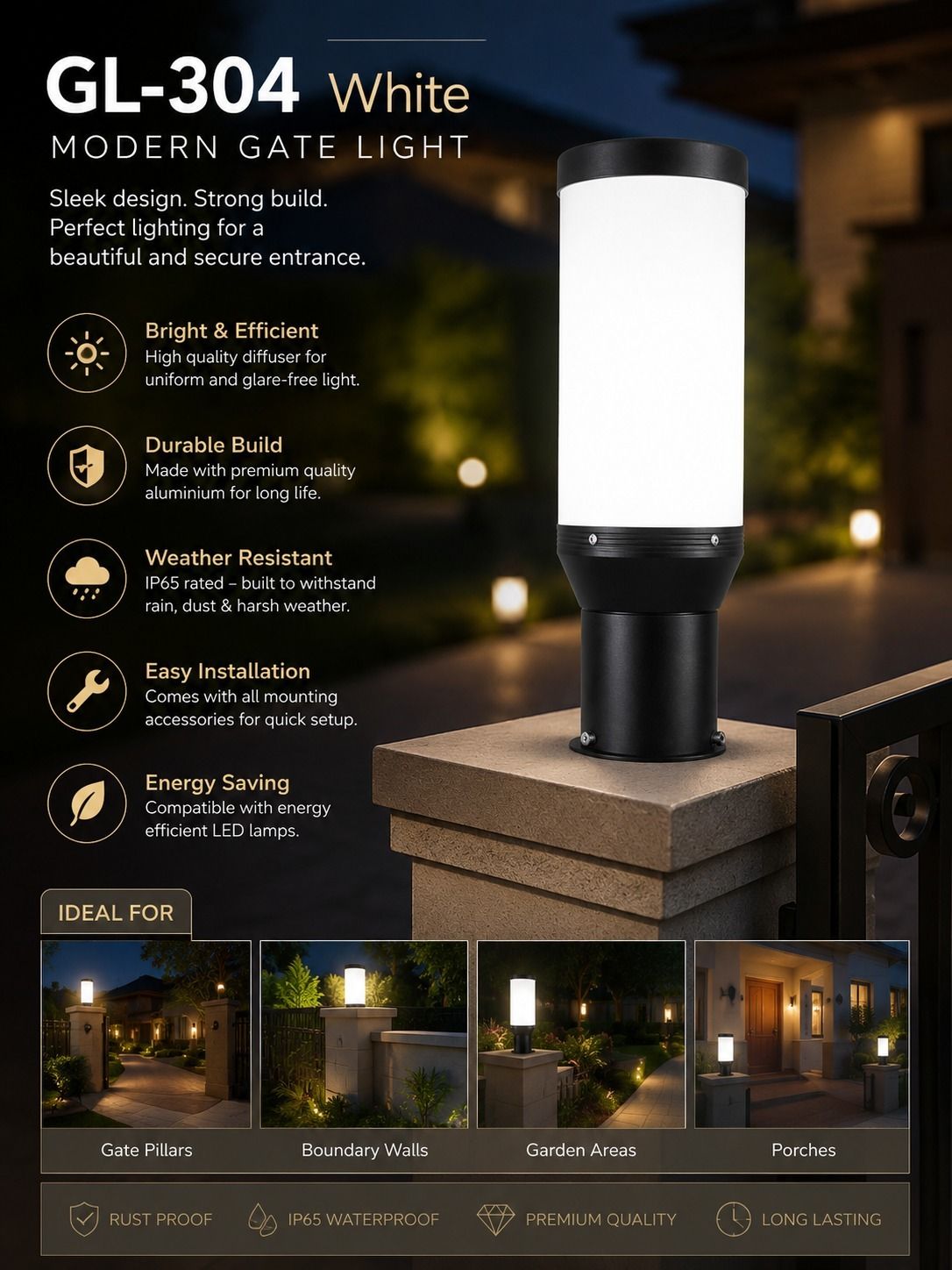 GL-304 White Gate Light Outdoor Lamp-image-46