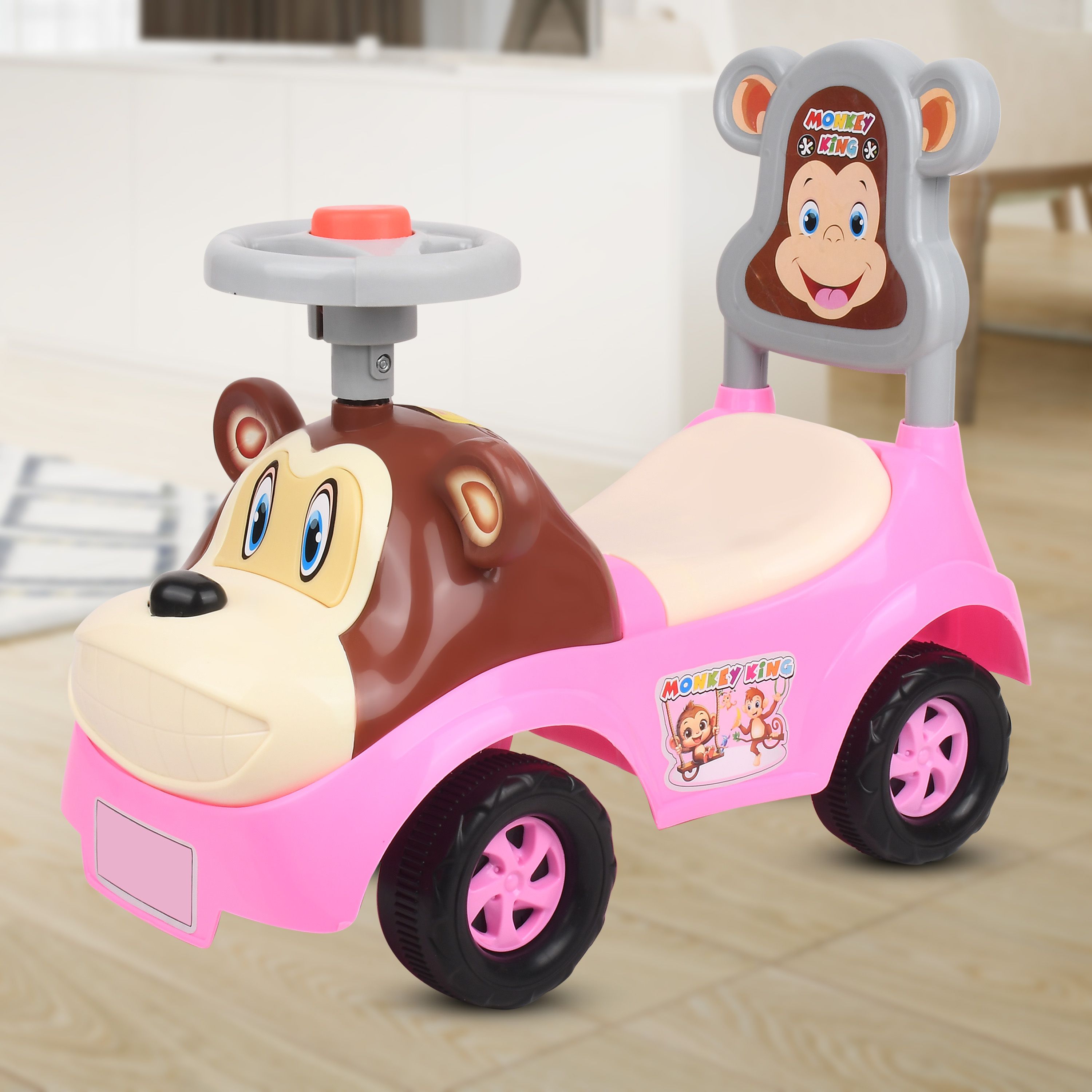 KIDS RIDEON, MONKEY FACE , BEST FOR 1 TO 2 YEAR KIDS ONLY, LIGHT & MUSIC Rideons & Wagons Non Battery Operated Ride On-image-40