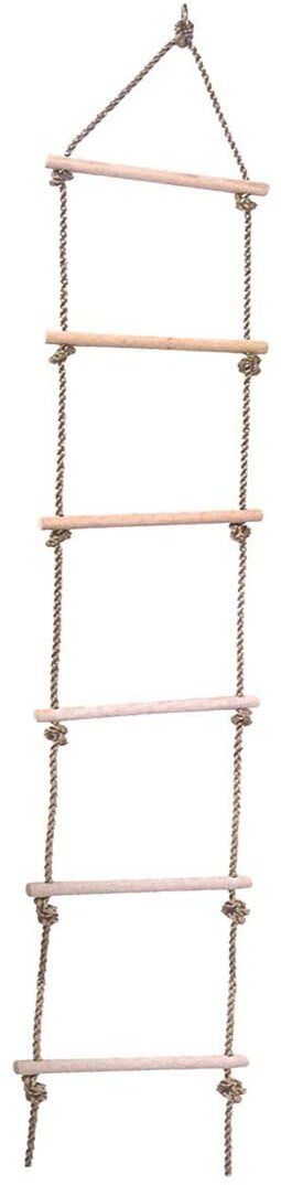 6.5Ft Nylon Rope Wooden Climbing Ladder with hook For Kids Playground 6 Rungs-image-21