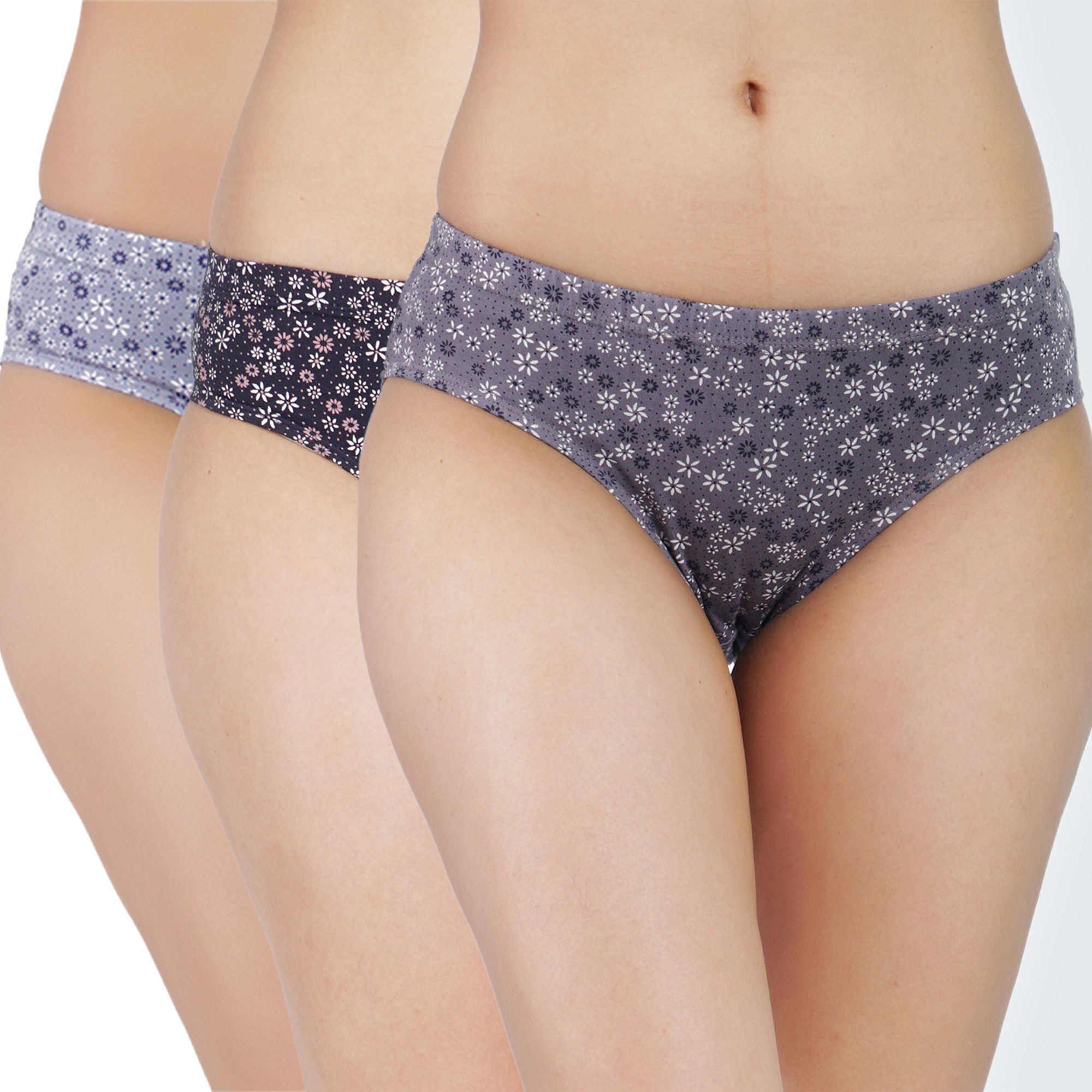 ladyland Pack of 3 Women Hipster Silver, Black, Blue, Multicolor Panty-picture-2
