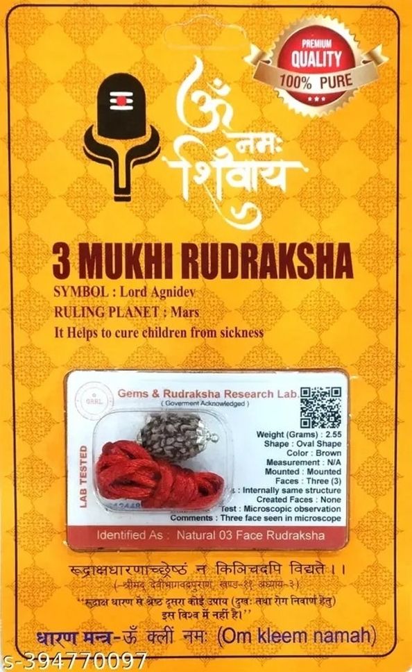 haridwarr 3 Mukhi Rudraksha, 3 face Rudraksha Kawach Three Rudraksh Locket Pendant Wood Locket-picture-16