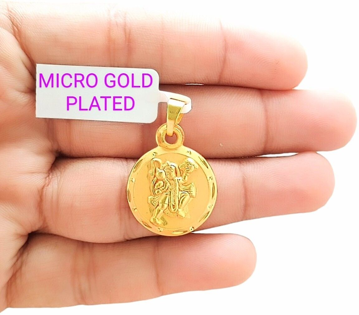 HANUMAN JI COIN STYLE ROUND SHAPED DESIGNER PENDANT WITH MICRO GOLD PLATED Gold-plated Brass Locket-image-28
