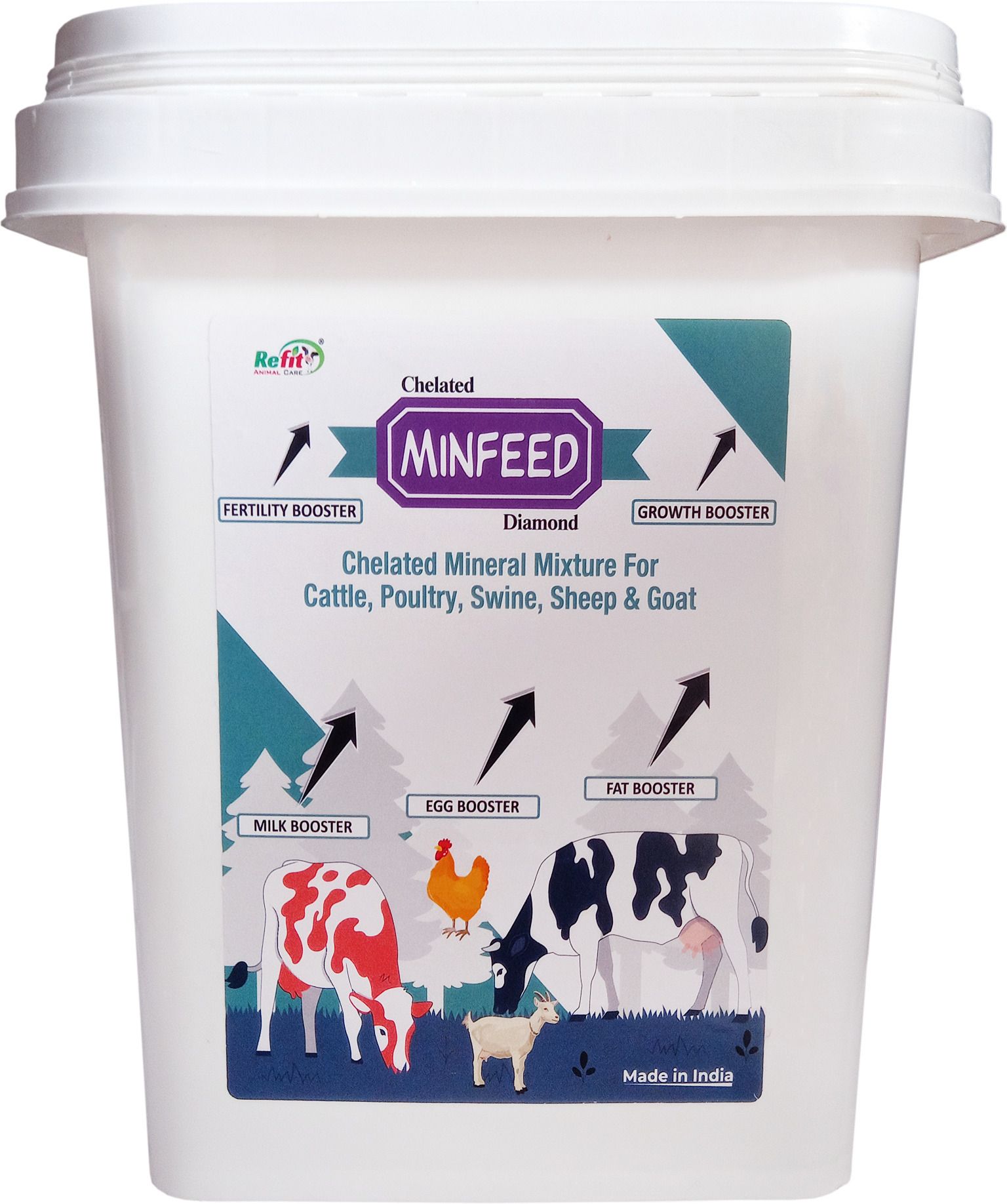 refit animal care Chelated Mineral Mixture For Cow, Cattle, Poultry Farm Animals, Minfeed Diamond Pet Health Supplements-picture-24