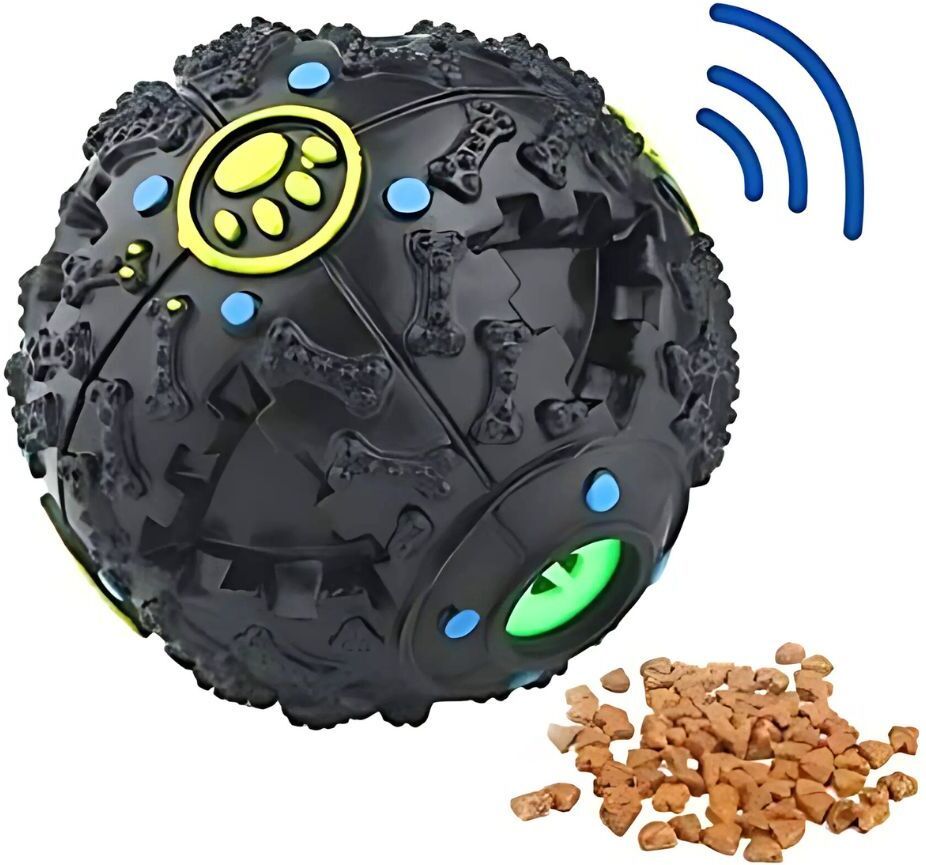 Squeaky Treat Ball Toy for Dogs – Interactive Toy with Bone Texture – Sound Ball Plastic Chew Toy, Training Aid, Treat Dispensing Toy, Squeaky Toy For Dog & Cat-image-3