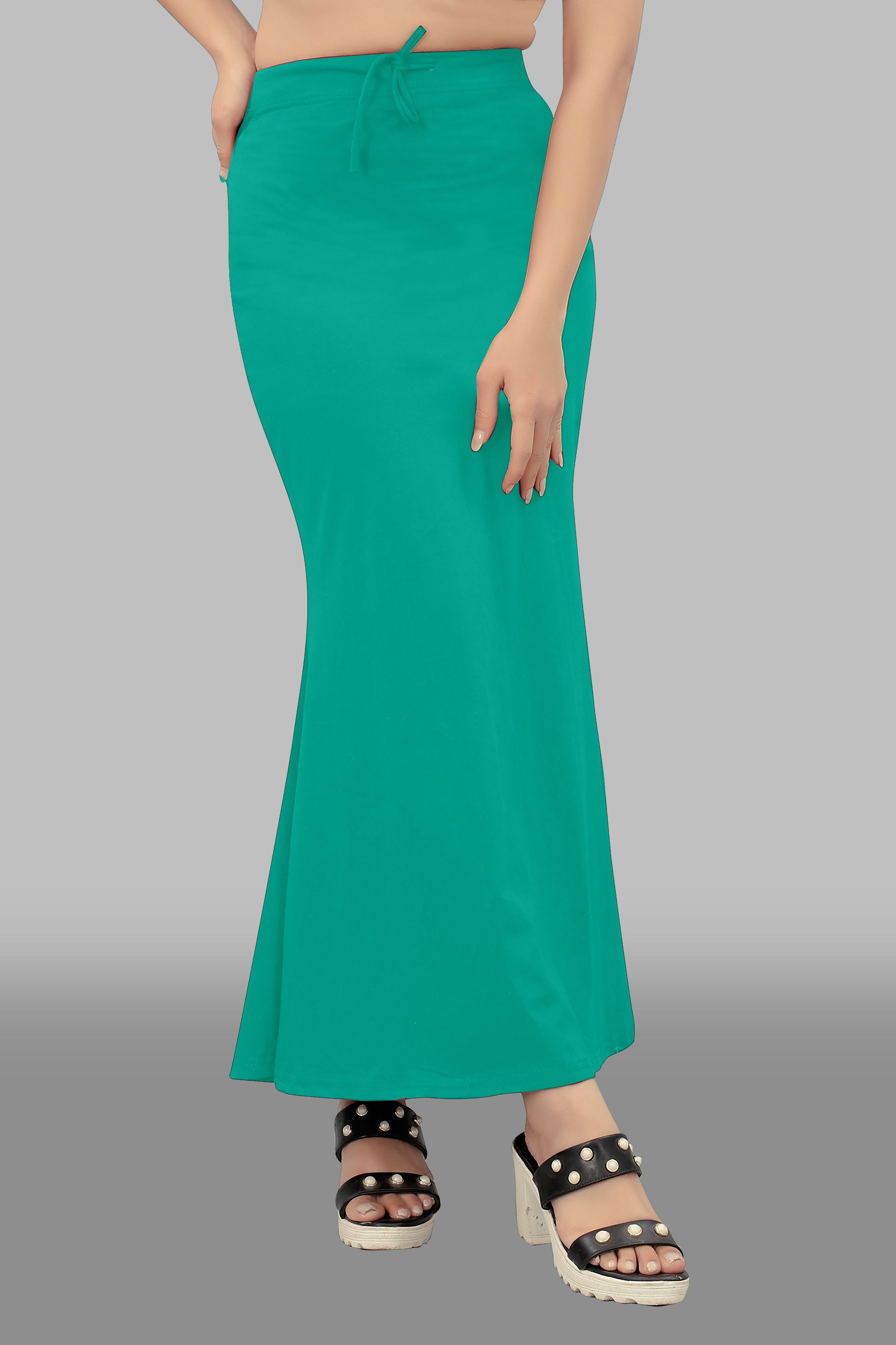 Seviyorum valley Flare_01_turquoise green_M_Saree Shapewear shapewear petticoat For saree Lycra Blend Petticoat-image-19
