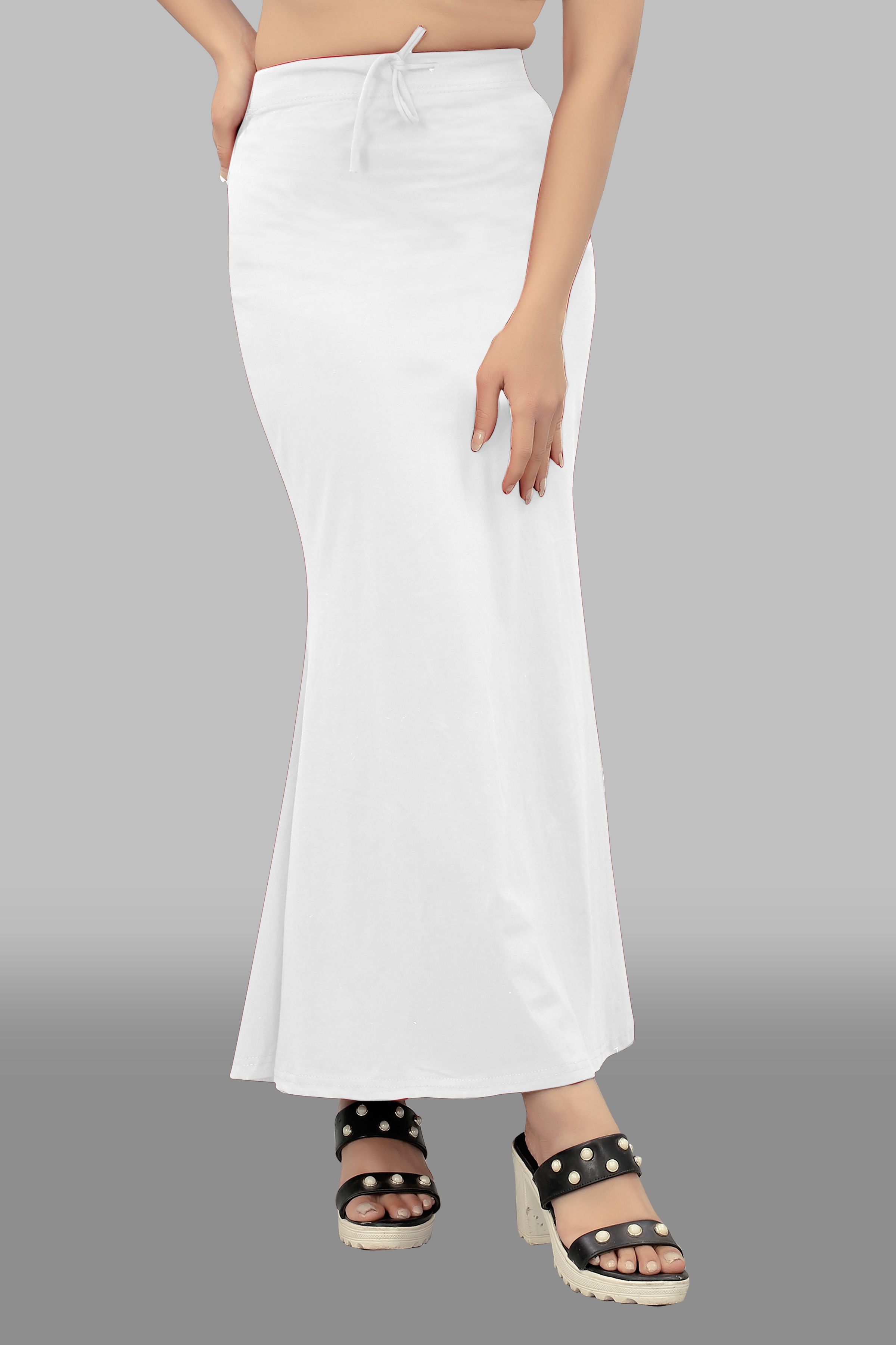 Seviyorum valley Flare_01_White_XL_Saree Shapewear shapewear petticoat For saree Lycra Blend Petticoat-image-30