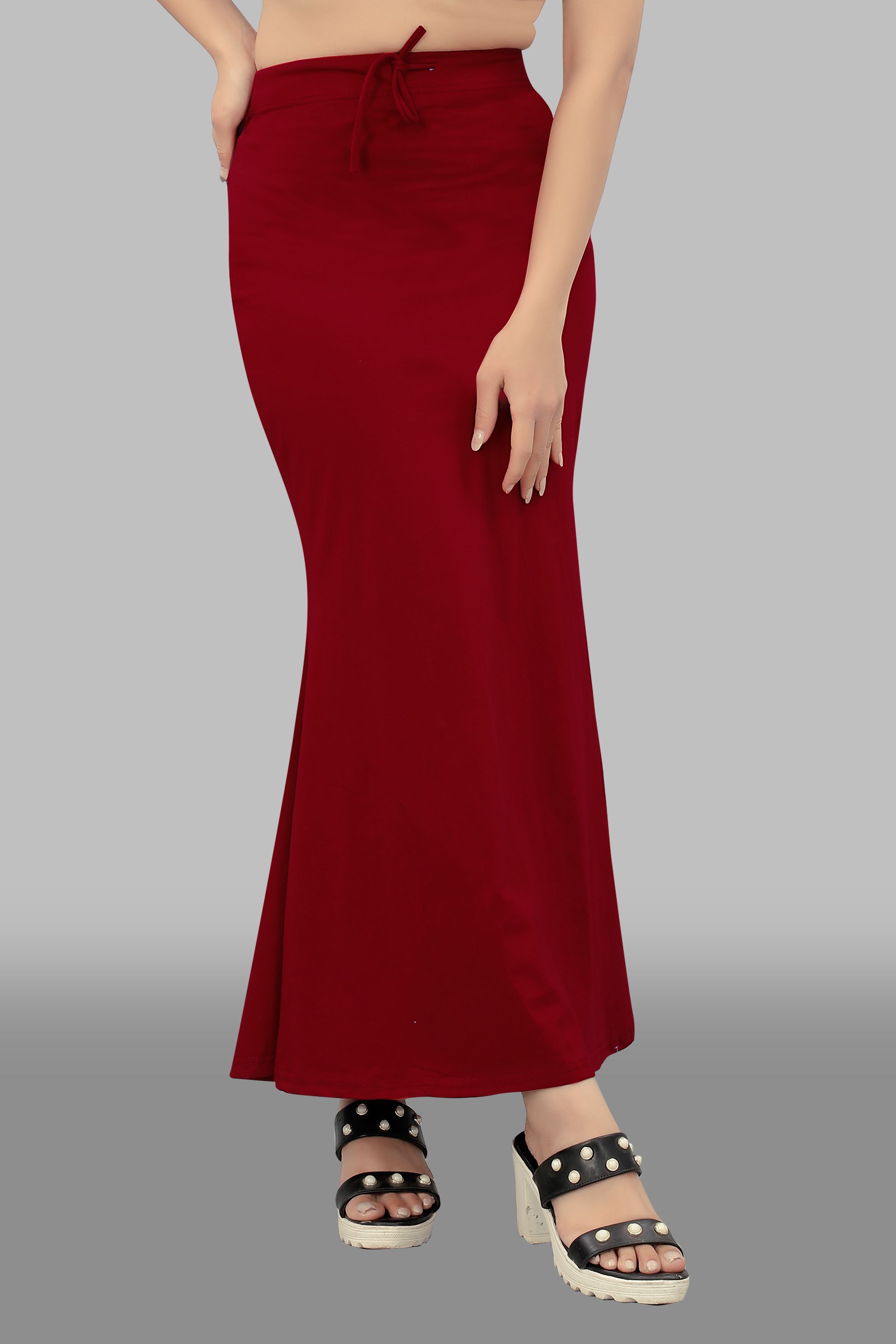 SHOEYONSELL Flare_01_Maroon_M_Saree Shapewear shapewear petticoat For saree Lycra Blend Petticoat-image-17