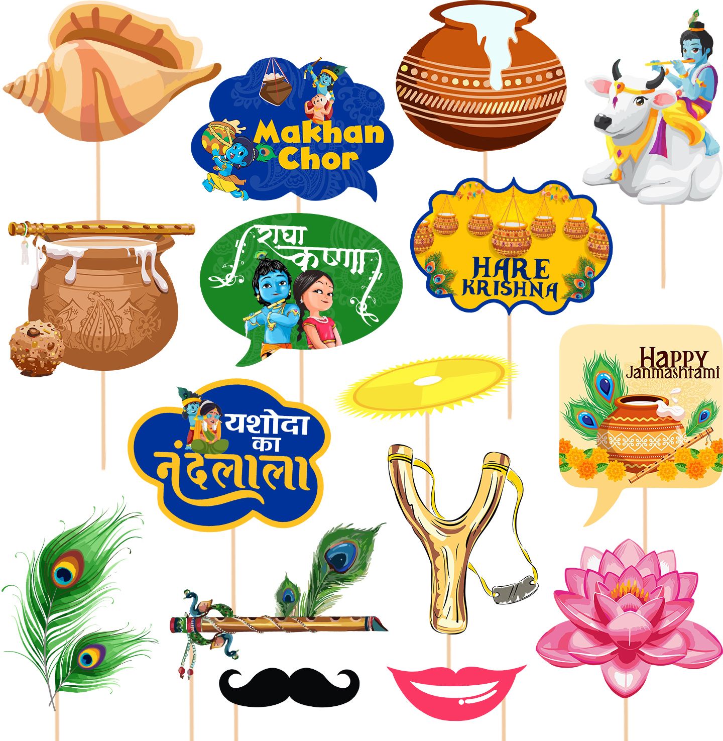 zyozi JANMASHTAMI Photo Booth Props / JANMASHTAMI Decoration Props 16 Pcs Photo Booth Board-picture-16