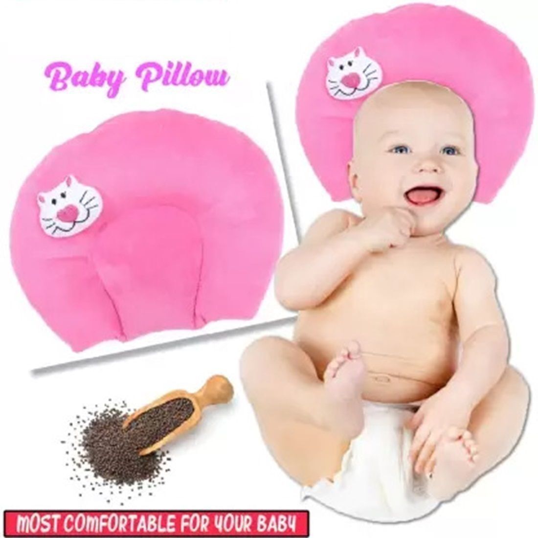 momease Microfibre Baby Pillow Pack of 1 Animals Neck Support Baby Pillow-picture-39