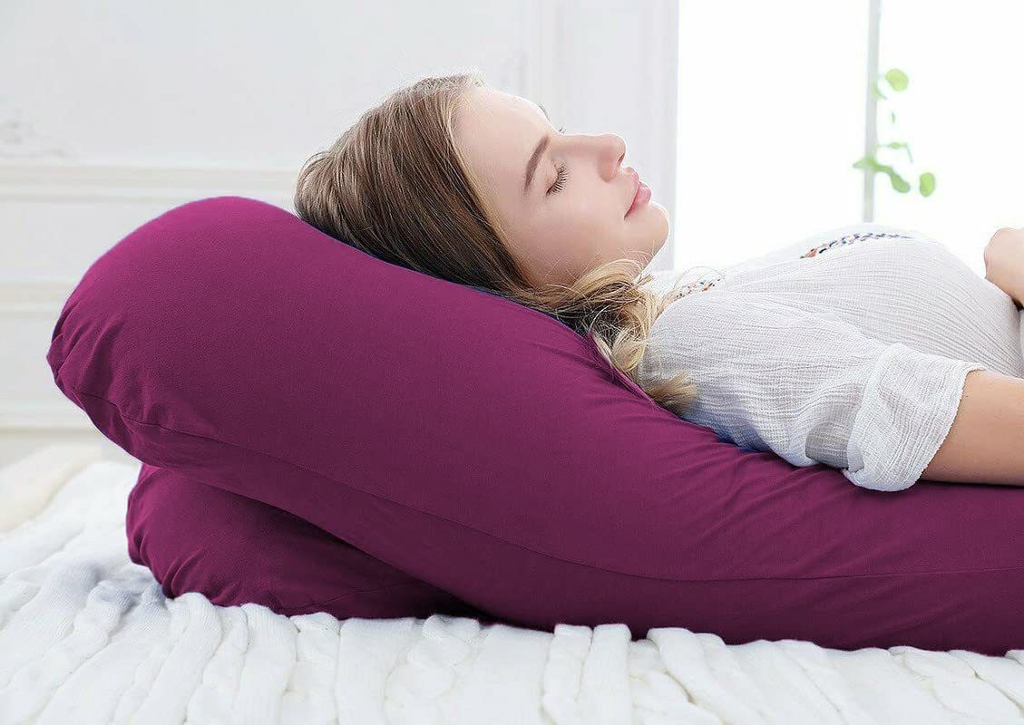 Microfibre, Polyester Fibre Solid Pregnancy Pillow Pack of 1-image-28