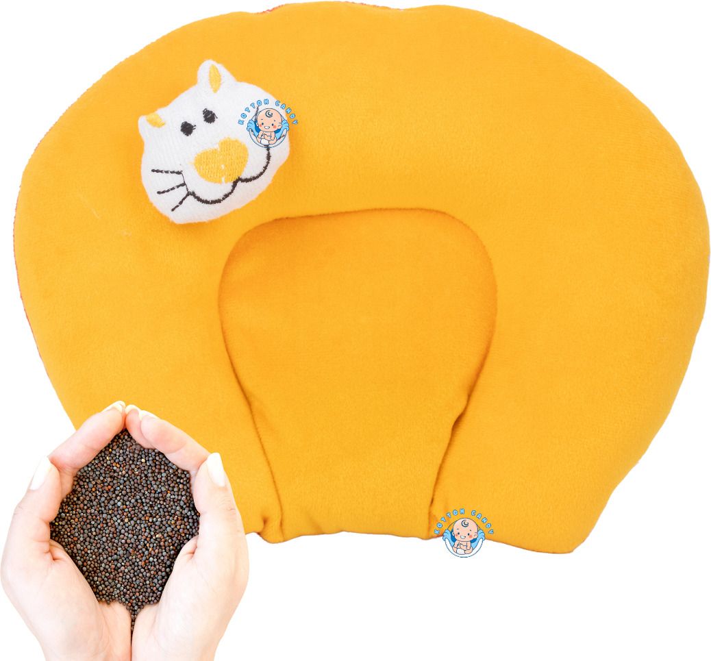 Mustard Seeds (Rai) Pillow Velvet, Baby Head Shaping Takiya Soft Pillow Mustard Seeds Solid Baby Pillow Pack of 1-image-37