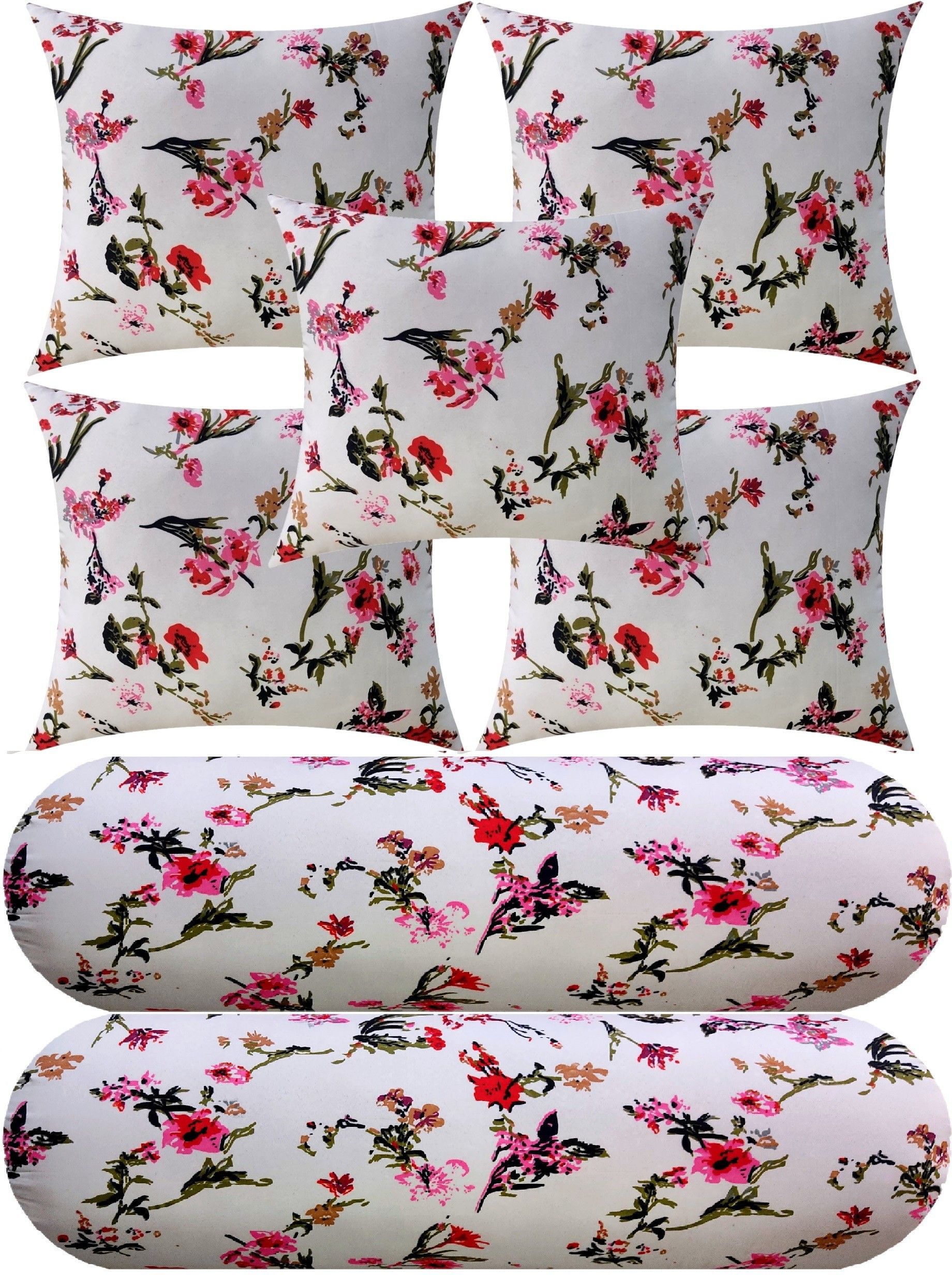 Microfibre Floral Bolster Pack of 7