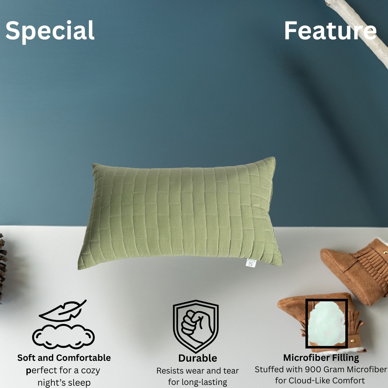 Microfiber Sleeping Pillow for Home Soft Fluffy 17x27 Inch Quilting Pillow Microfibre Solid Sleeping Pillow Pack of 1-image-28