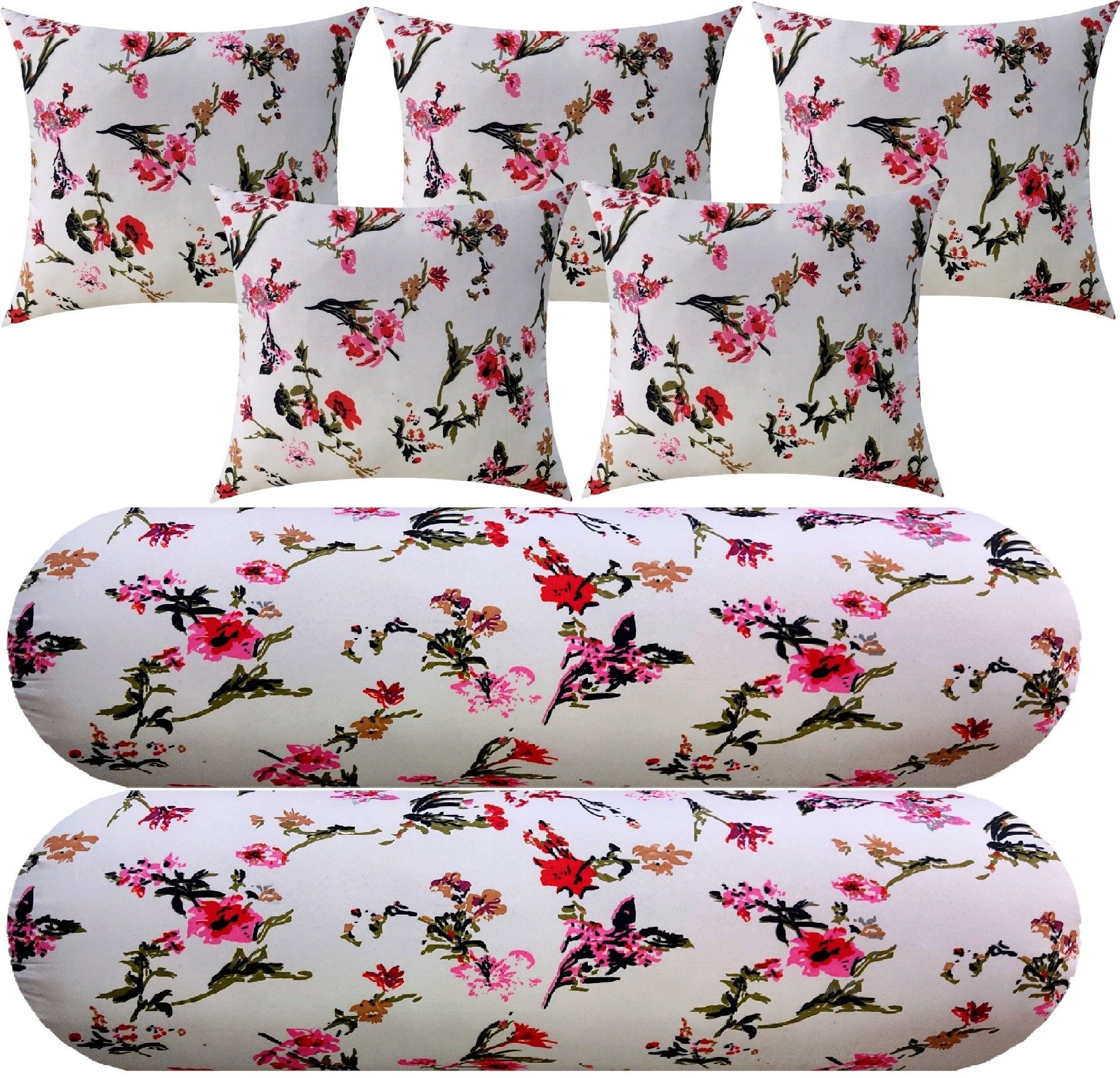Microfibre Floral Bolster Pack of 7