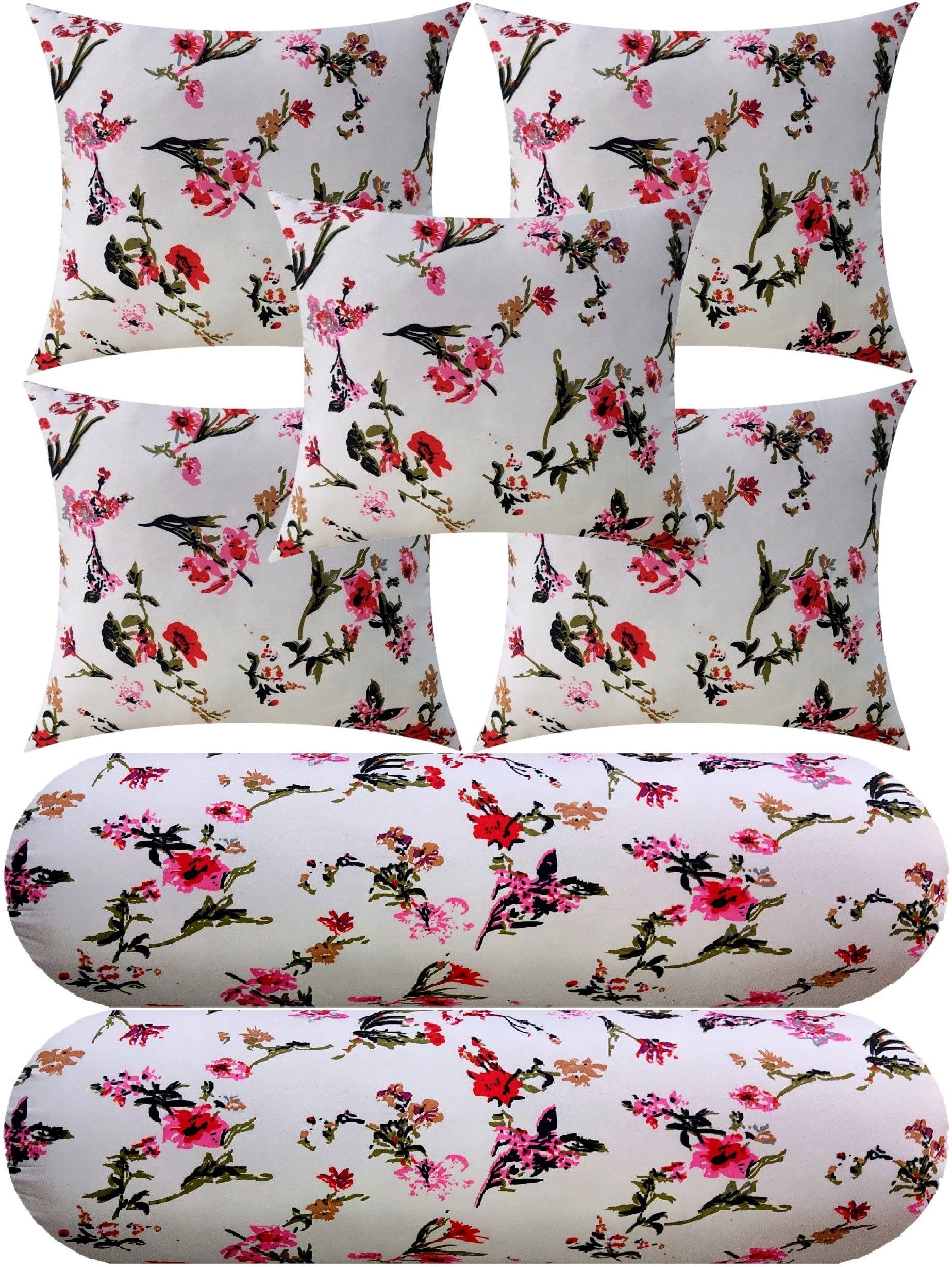 Microfibre Floral Bolster Pack of 7