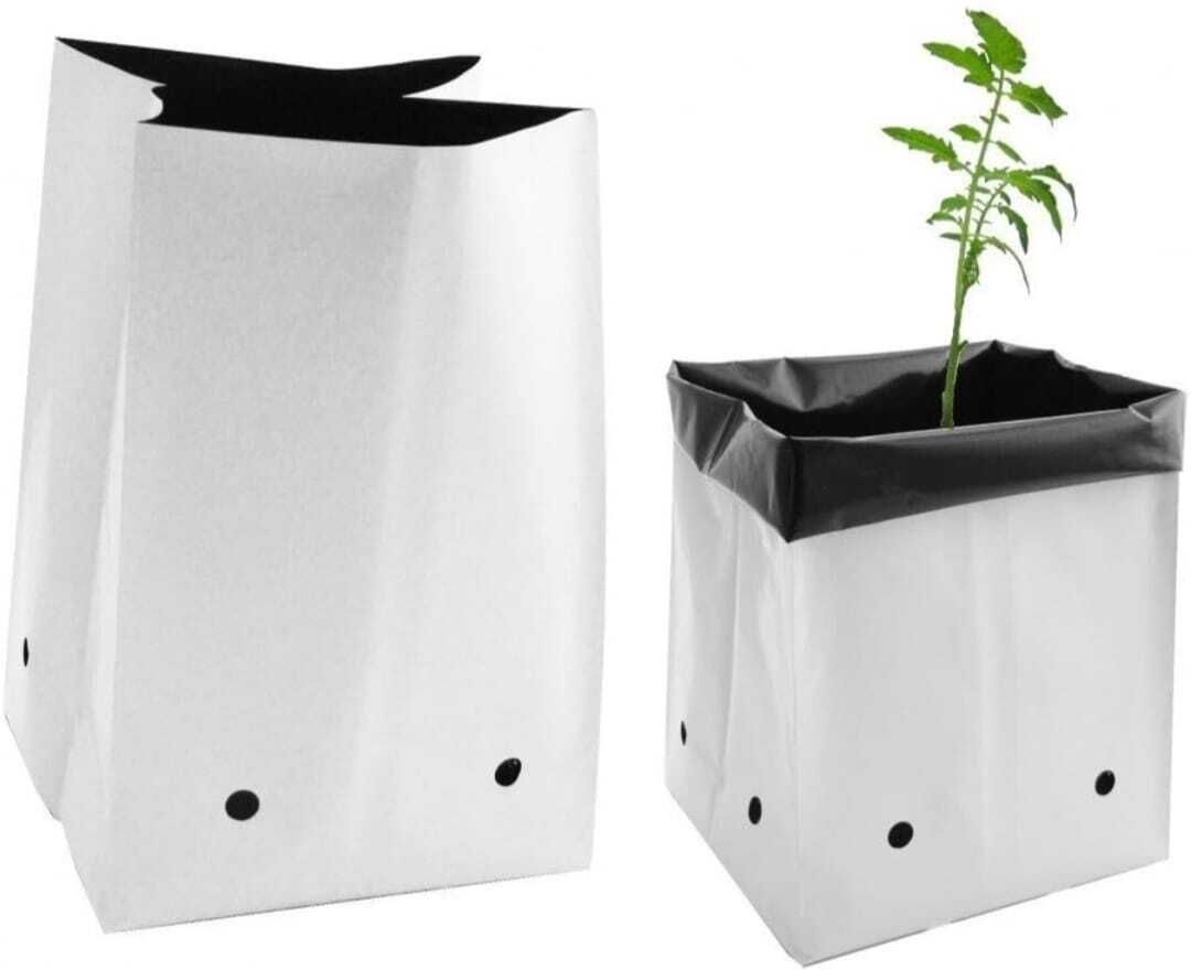 5 Pcs UV Treated Poly White Grow Bags for Terrace Gardening 20x20x35 cm 600Guage Grow Bag-image-46