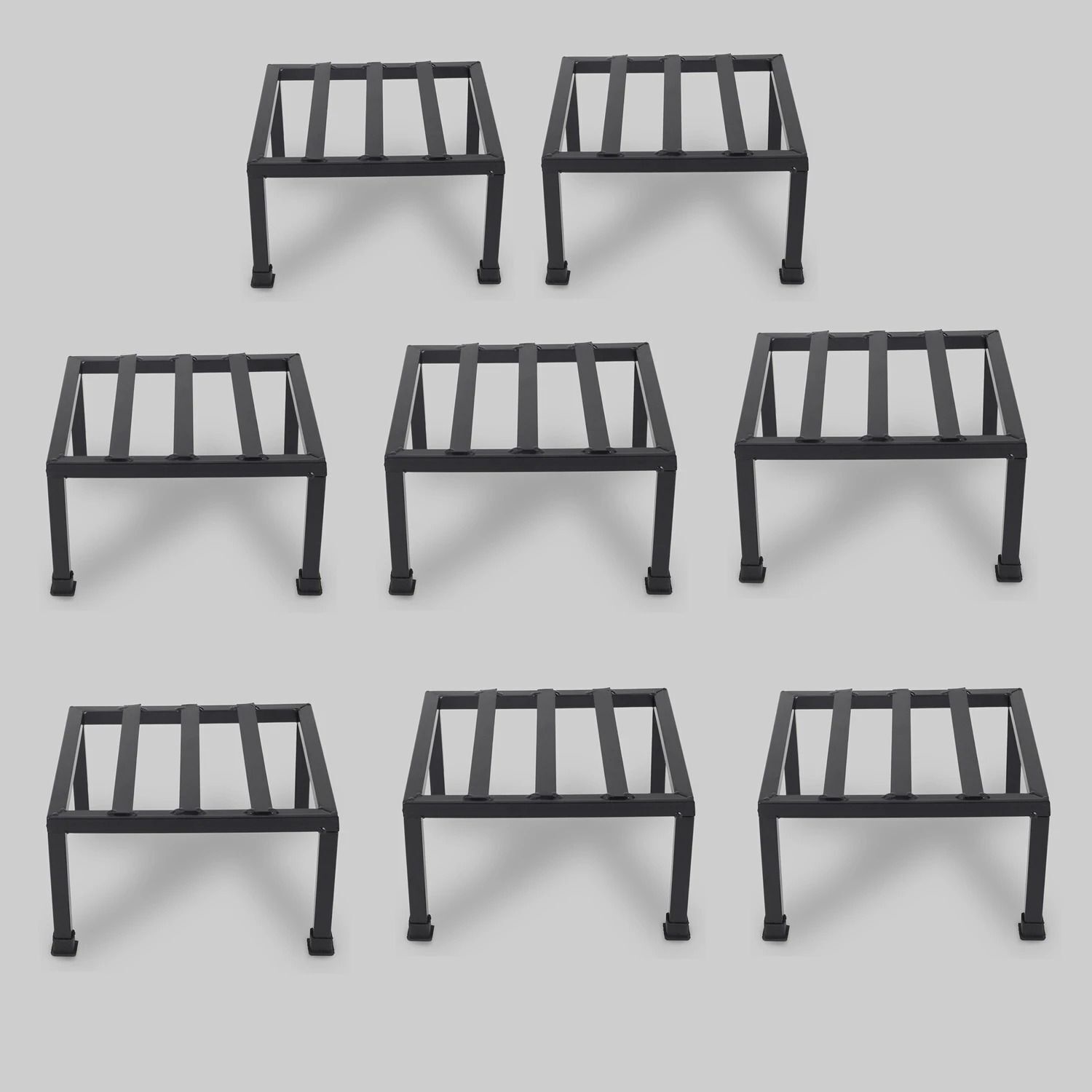 Premium Strong Black Iron Square Stand for Heavy Gamla and Planter-set of 8 Plant Container Set-image-35