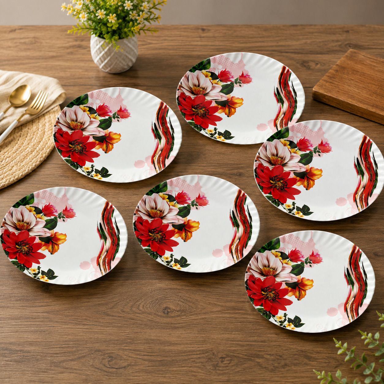 Melamine Dinner Plate, Gloss Finish Serving Plate for Home Dining Table Dinner Plate-image-26