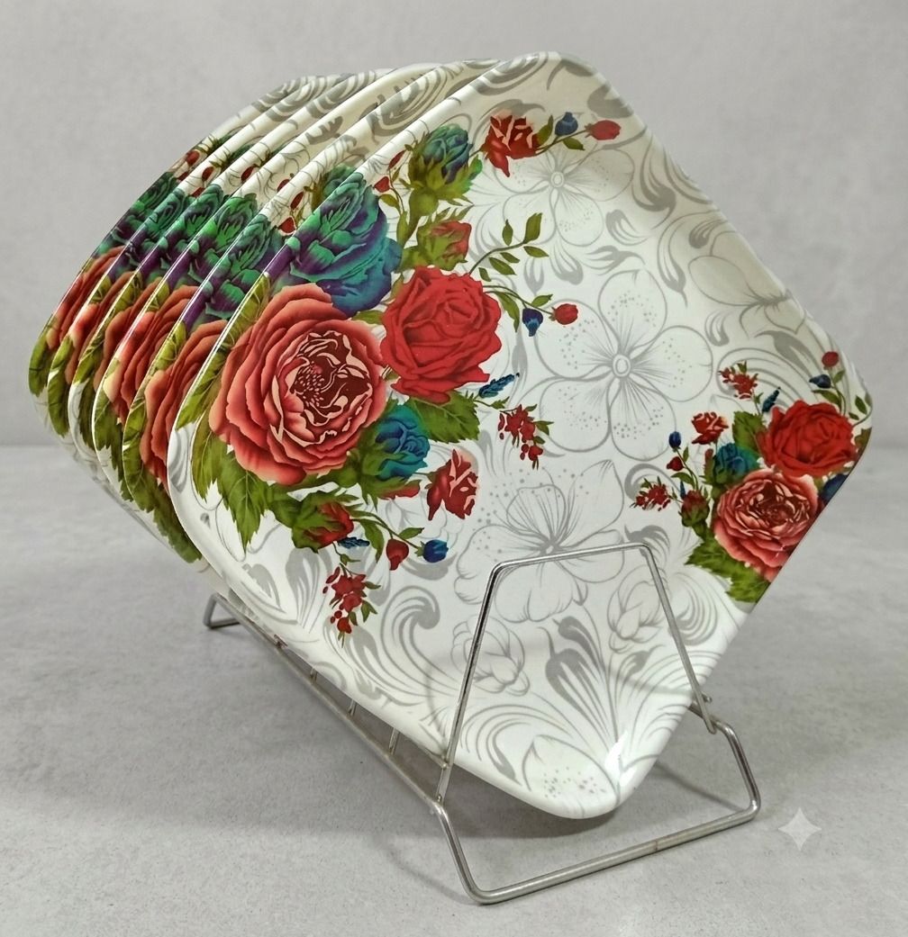 Melamine Dinner Plate, Square Plate for Lunch Dinner and Buffet Serving Dinner Plate-image-40