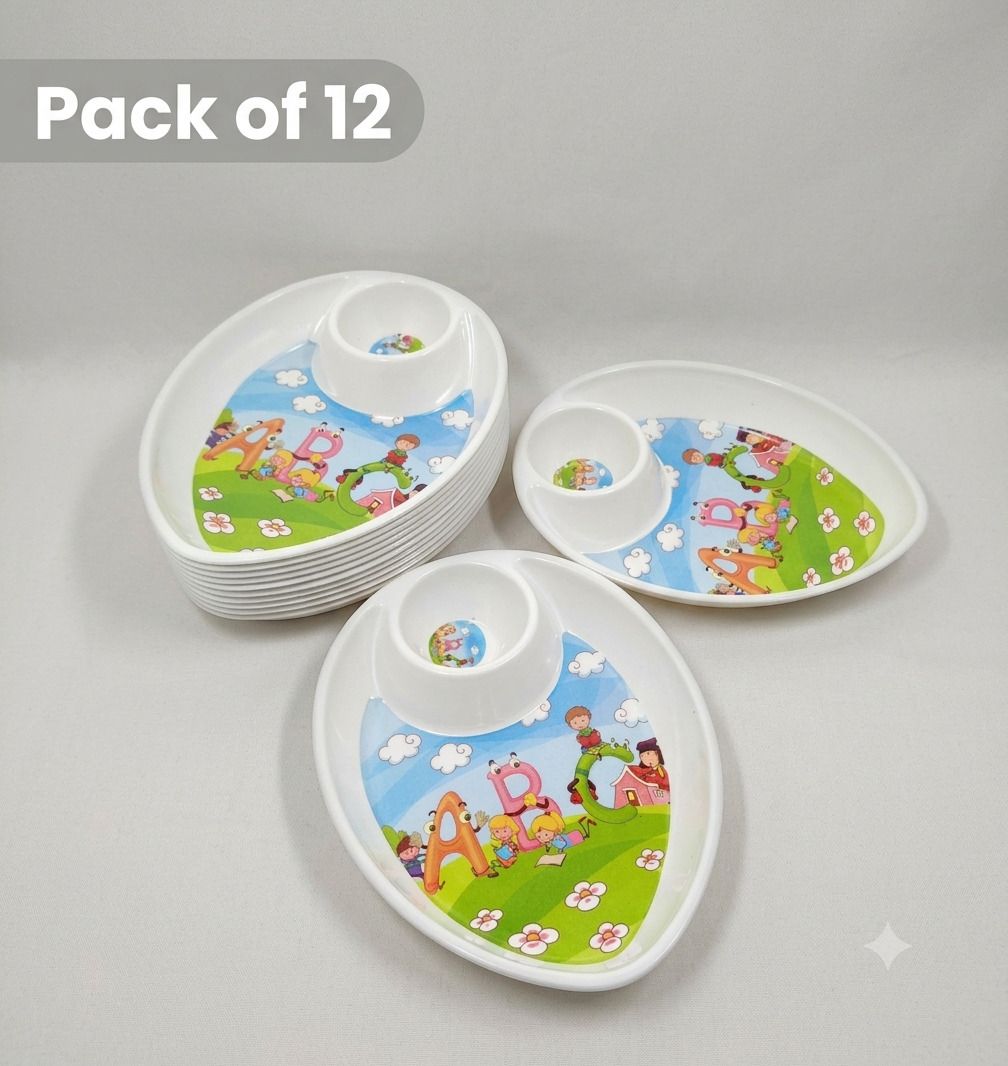 Serving Platter Pack of 12 – (7 Inch/18 cm) Glossy Finish Durable Snack Plates Sectioned Plate-image-19