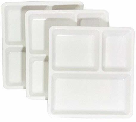 microwave safe ,freezer safe .dishwasher safe, square shape 3 compartment pav bhaji plates - set of 3 Sectioned Plate-image-0